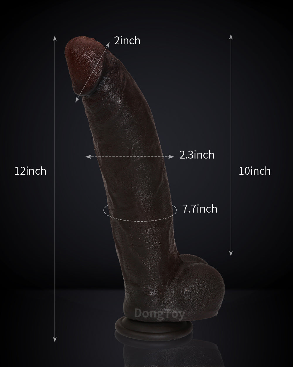 Dredd Dildo BBC Realistic 12 inch Black Real Skin Curved Dildo