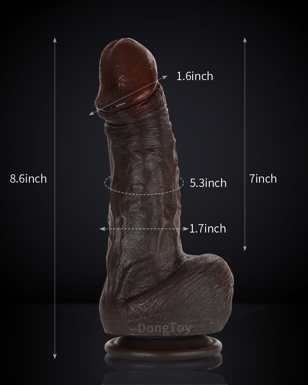 Hayes 8 inch Ultra Realistic Balck Dildo Real Soft Skin BBC Dildo
