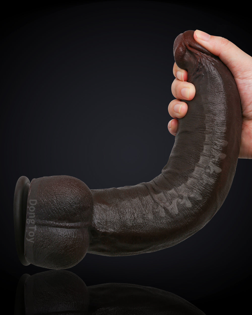 Dredd Dildo BBC Realistic 12 inch Black Real Skin Curved Dildo