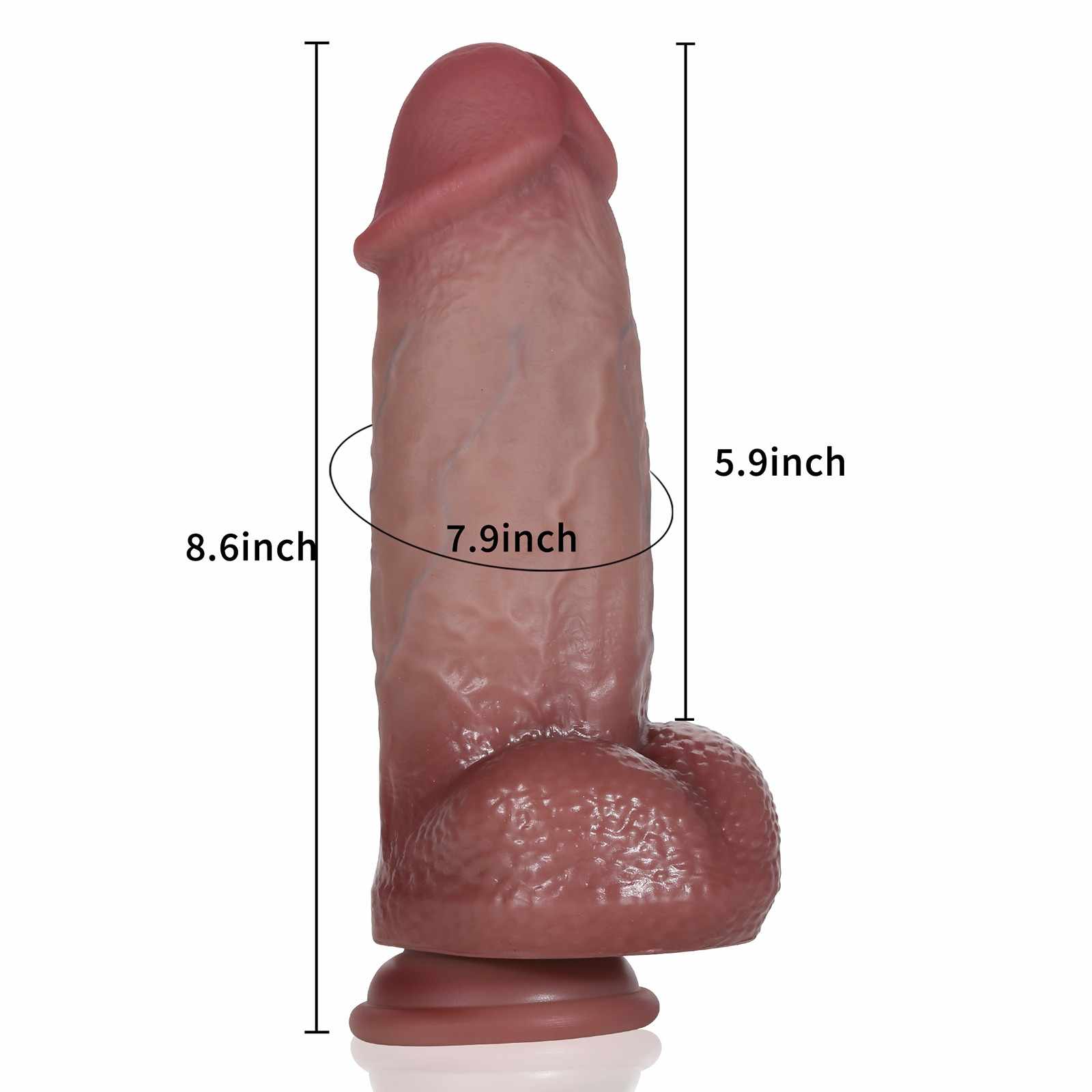 Allen 8.6 inch Most Realistic Feeling Girthy Very Thick Silicone Dildo