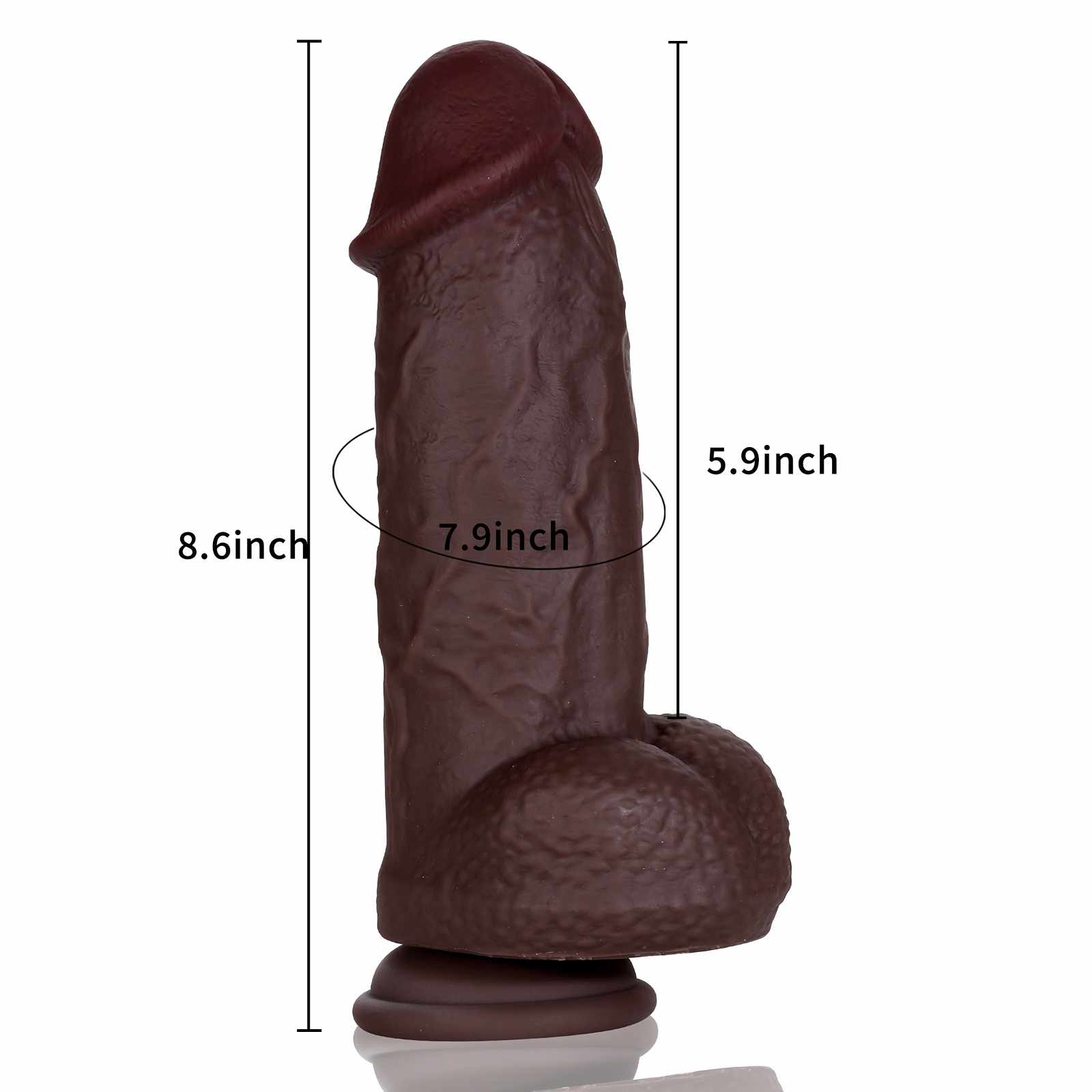 Allen 8.6 inch Most Realistic Feeling Girthy Very Thick Silicone Dildo