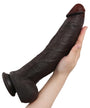 Dredd Dildo BBC Realistic 12 inch Black Real Skin Curved Dildo