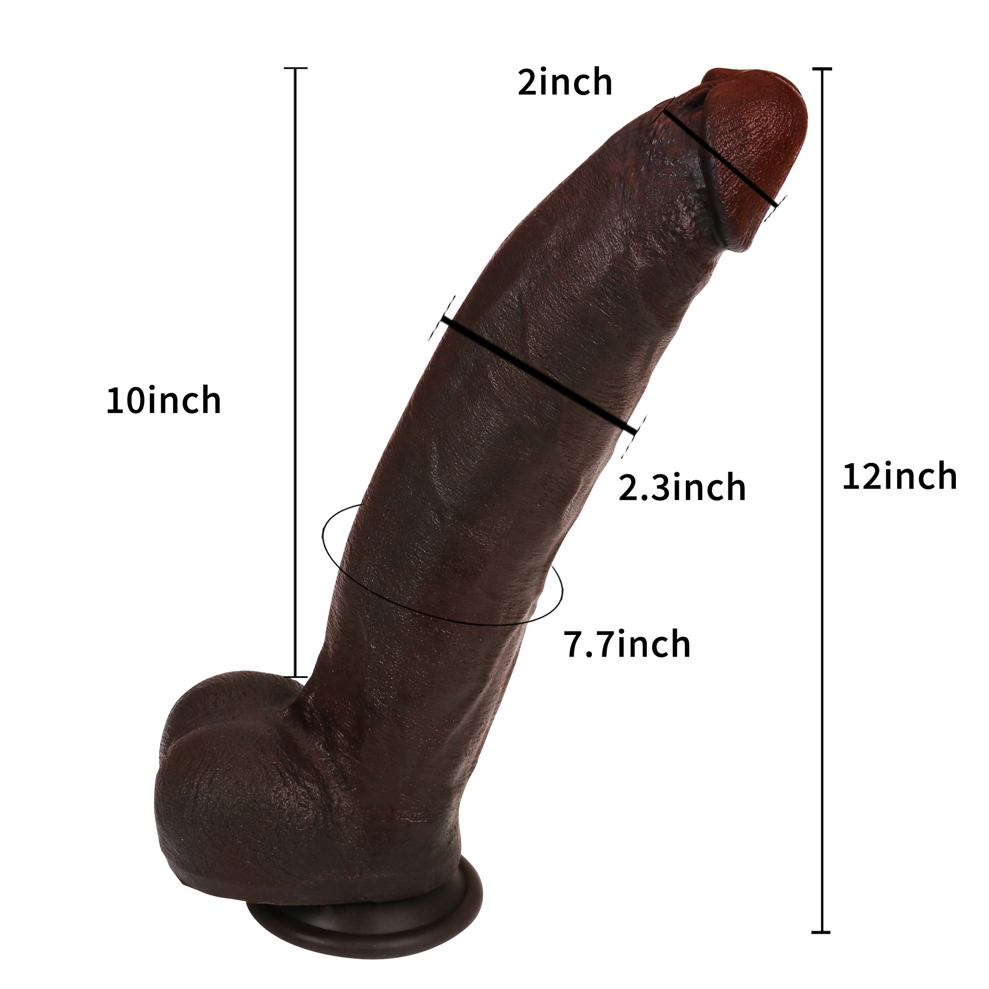 Dredd Dildo BBC Realistic 12 inch Black Real Skin Curved Dildo