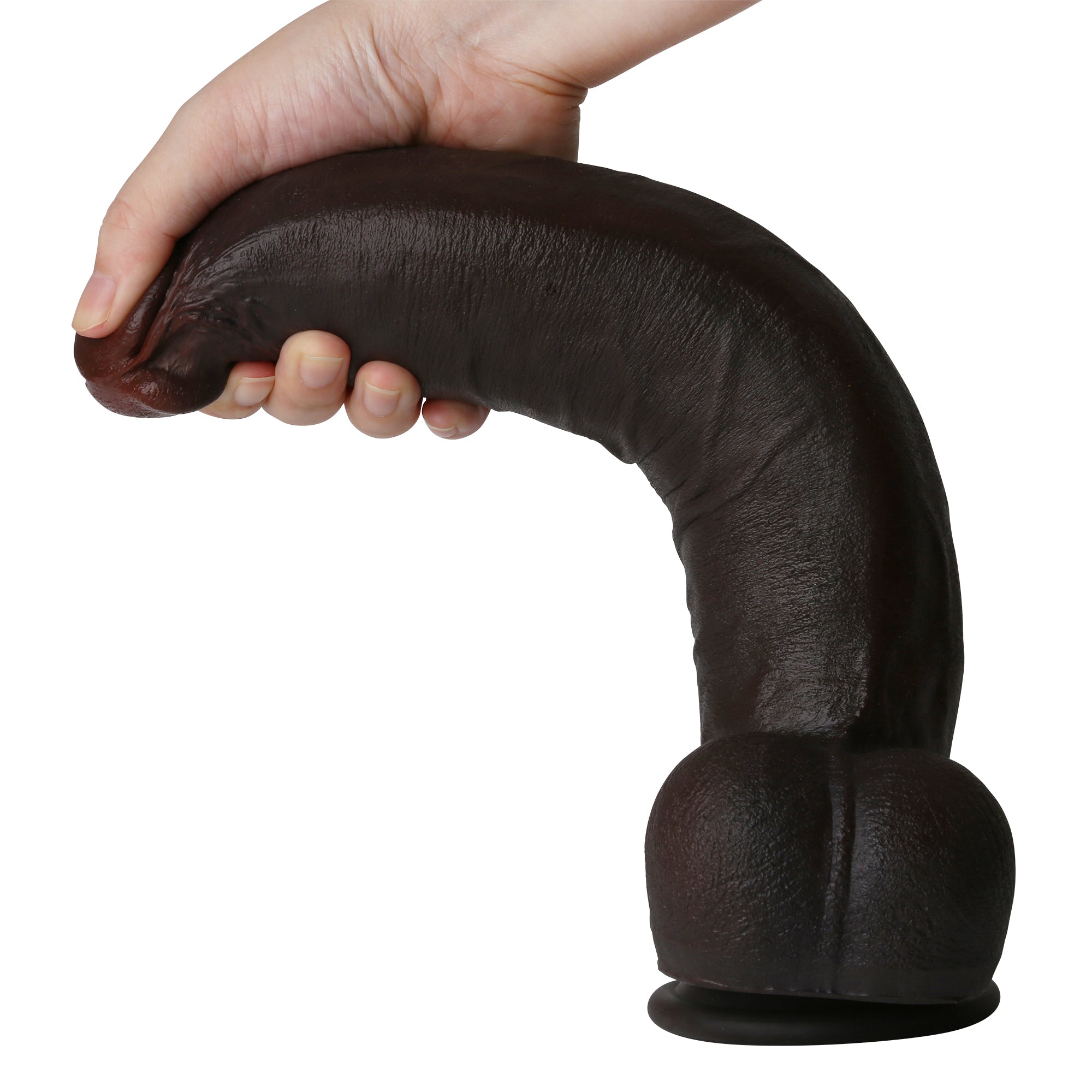 Dredd Dildo BBC Realistic 12 inch Black Real Skin Curved Dildo