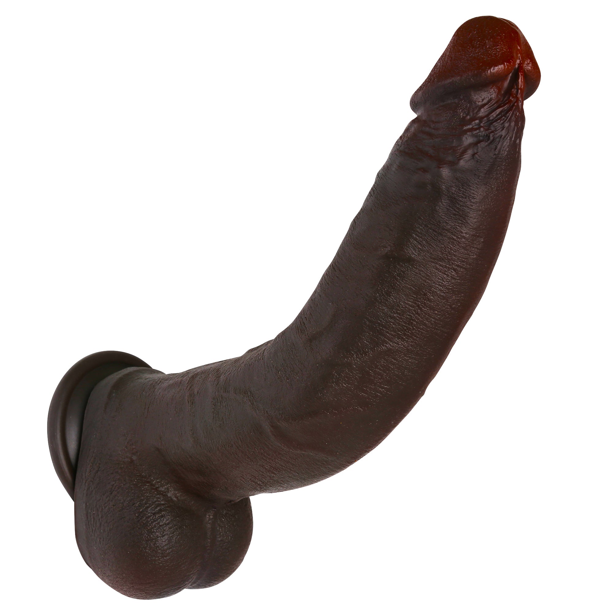 Dredd Dildo BBC Realistic 12 inch Black Real Skin Curved Dildo