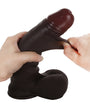 Foreskin 9 inch Black Sliding Skin Dildo BBC Dildo With Ball