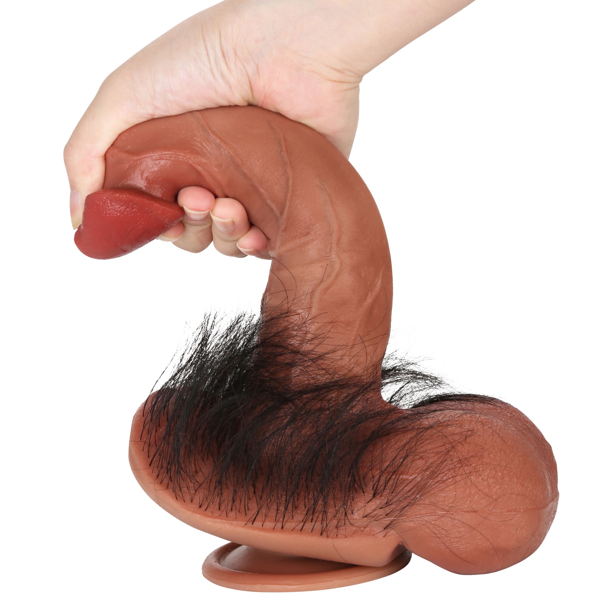Furry 8 inch Realistic Dildo Real Hairy Dildo With Ball & RealGlan