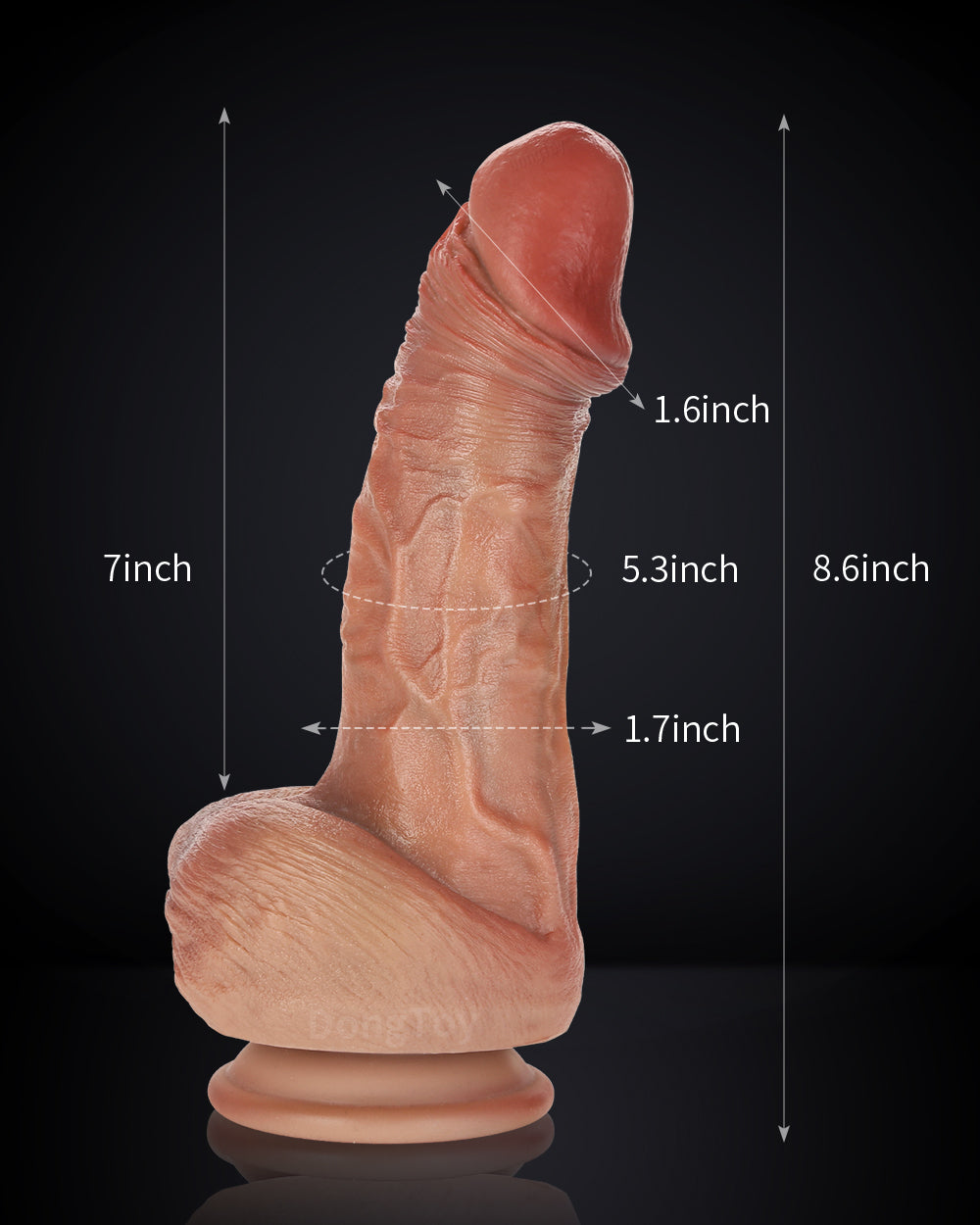 Grayson 8 Inch Lifelike Realistic Silicone Dildo