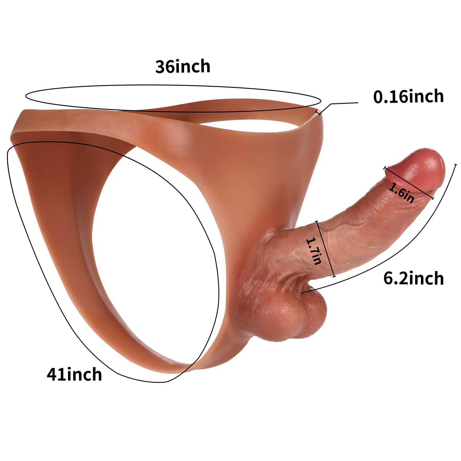 Kendon 6 in Strap On Dildo Strapless Wearable Solid Realistic Dildo Brown