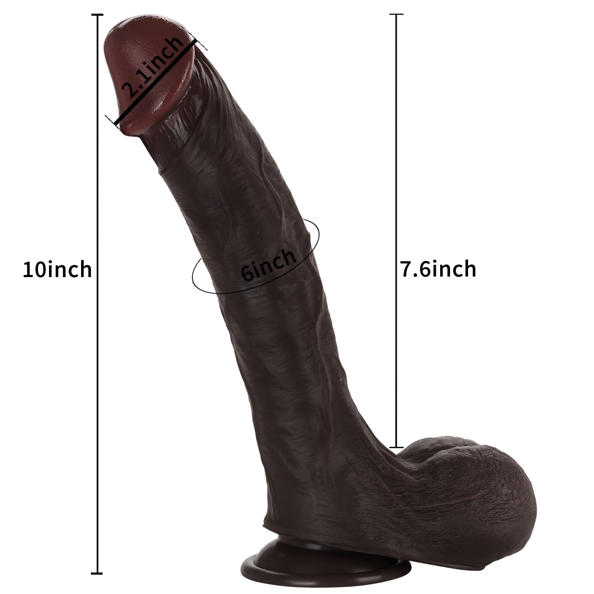 Knight 10 inch Real Feel Ball Super Realistic Glan Black Dildo