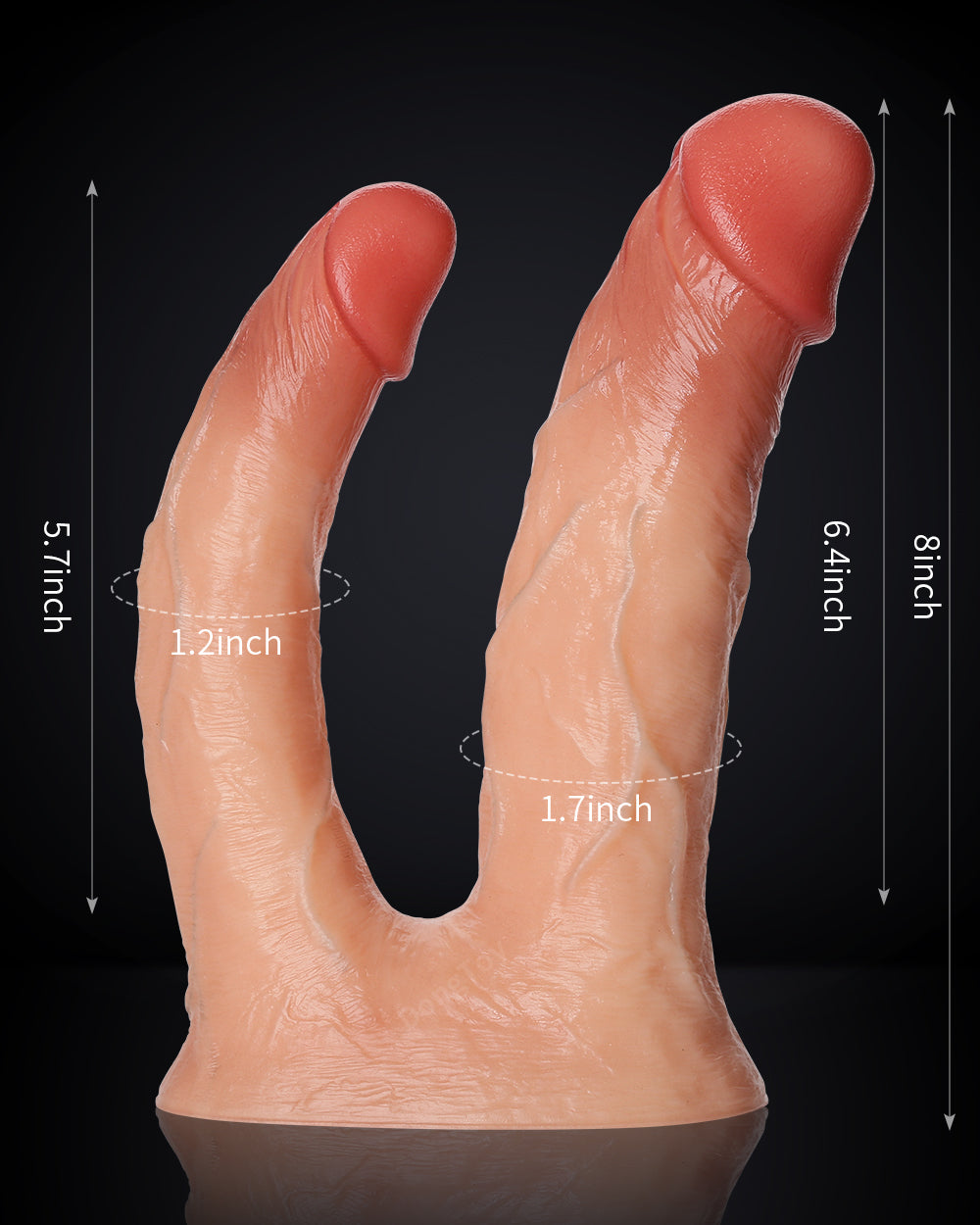 Noah 8 inch Big Double Penetration Dildo 6.4 & 5. 7 Insertable Length