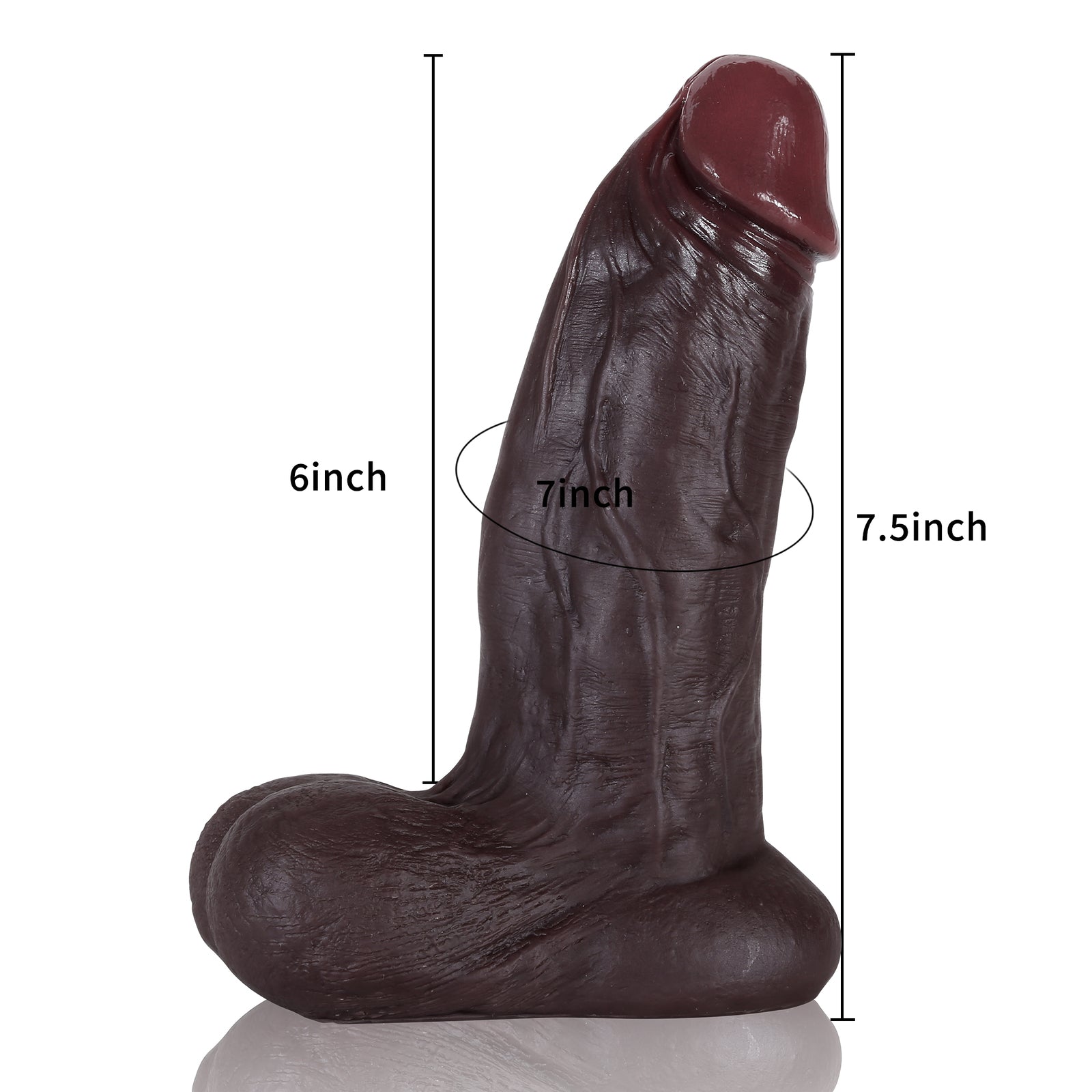DONGTOY Vincent 7.5in Realistic Black Vibrating Dildo With Lifelike Balls