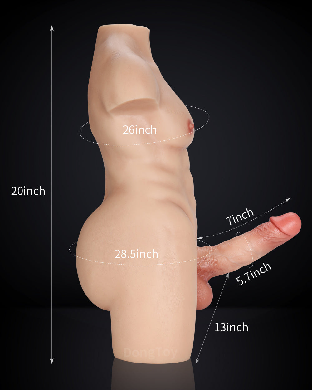 DONGTOY Tom 28lb With James 7 inch Realistic Doll Torso Dildo(Flesh)