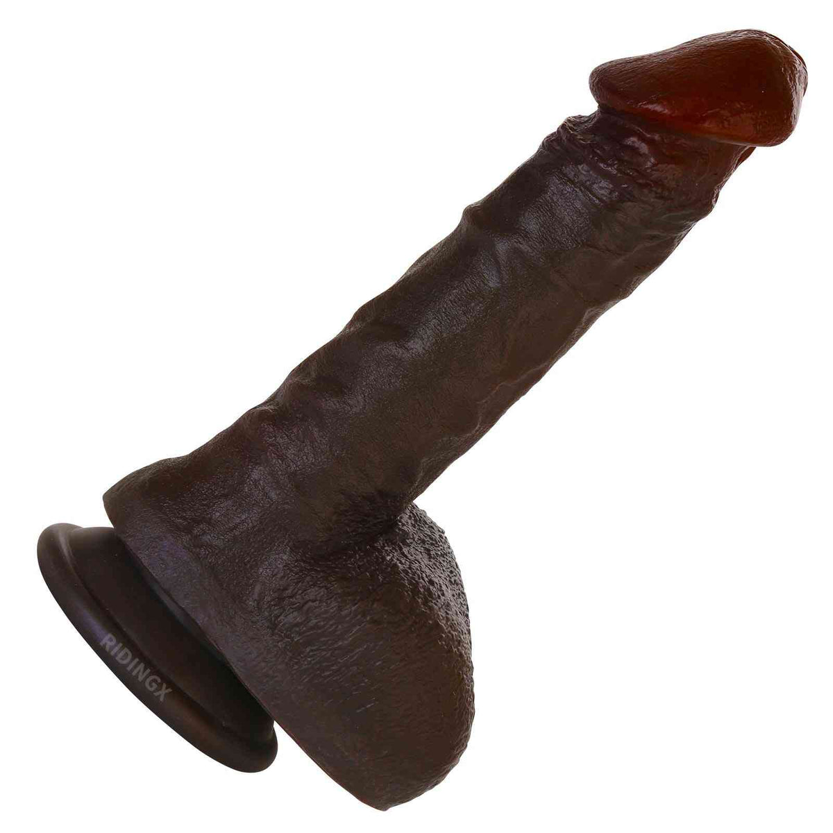 Darius 8 inch Black Realistic Dildo Real Skin Slim Shaft Suction Cup