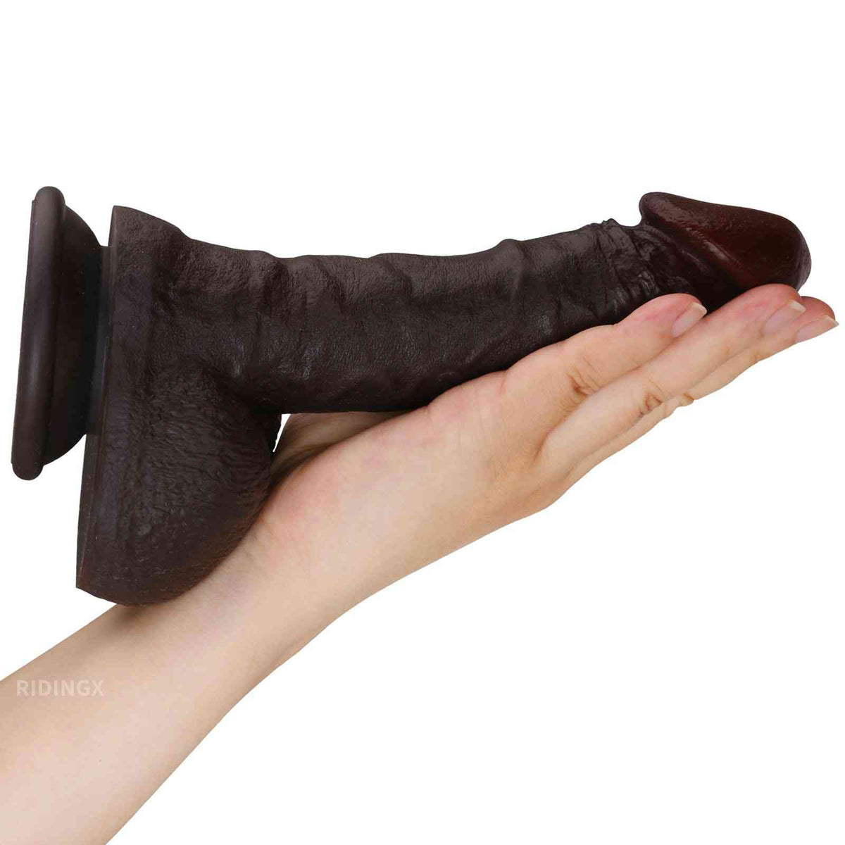 Darius 8 inch Black Realistic Dildo Real Skin Slim Shaft Suction Cup