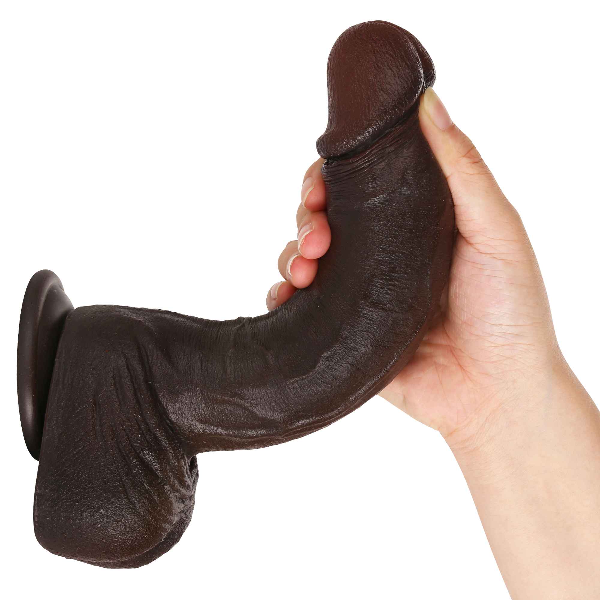 MrJ 9 inch BBC Realistic Dildo Super Real Skin Black Dildo
