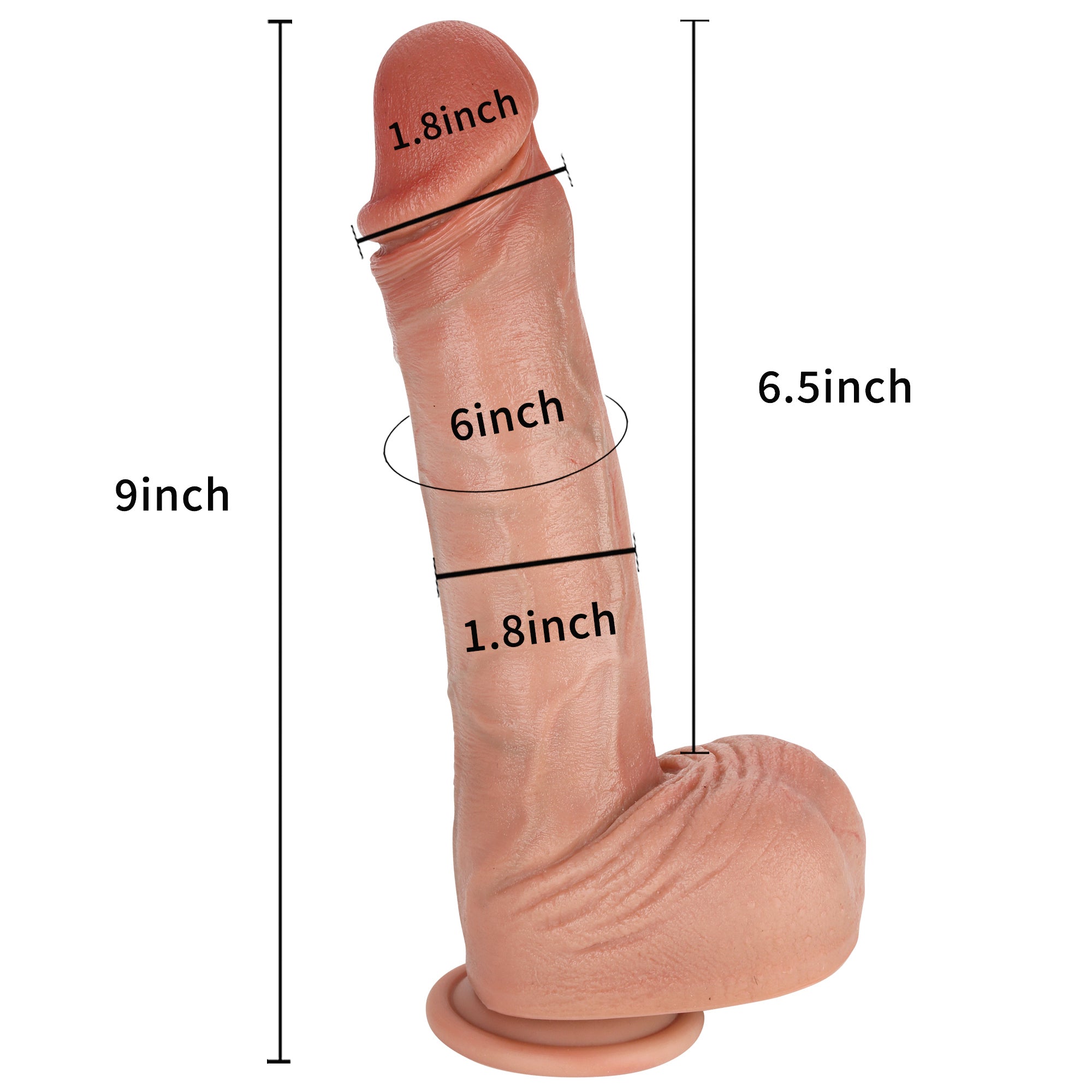 Mr J 9 inch Realistic Dildo Real Skin Lifelike Huge Real Glan Dildo