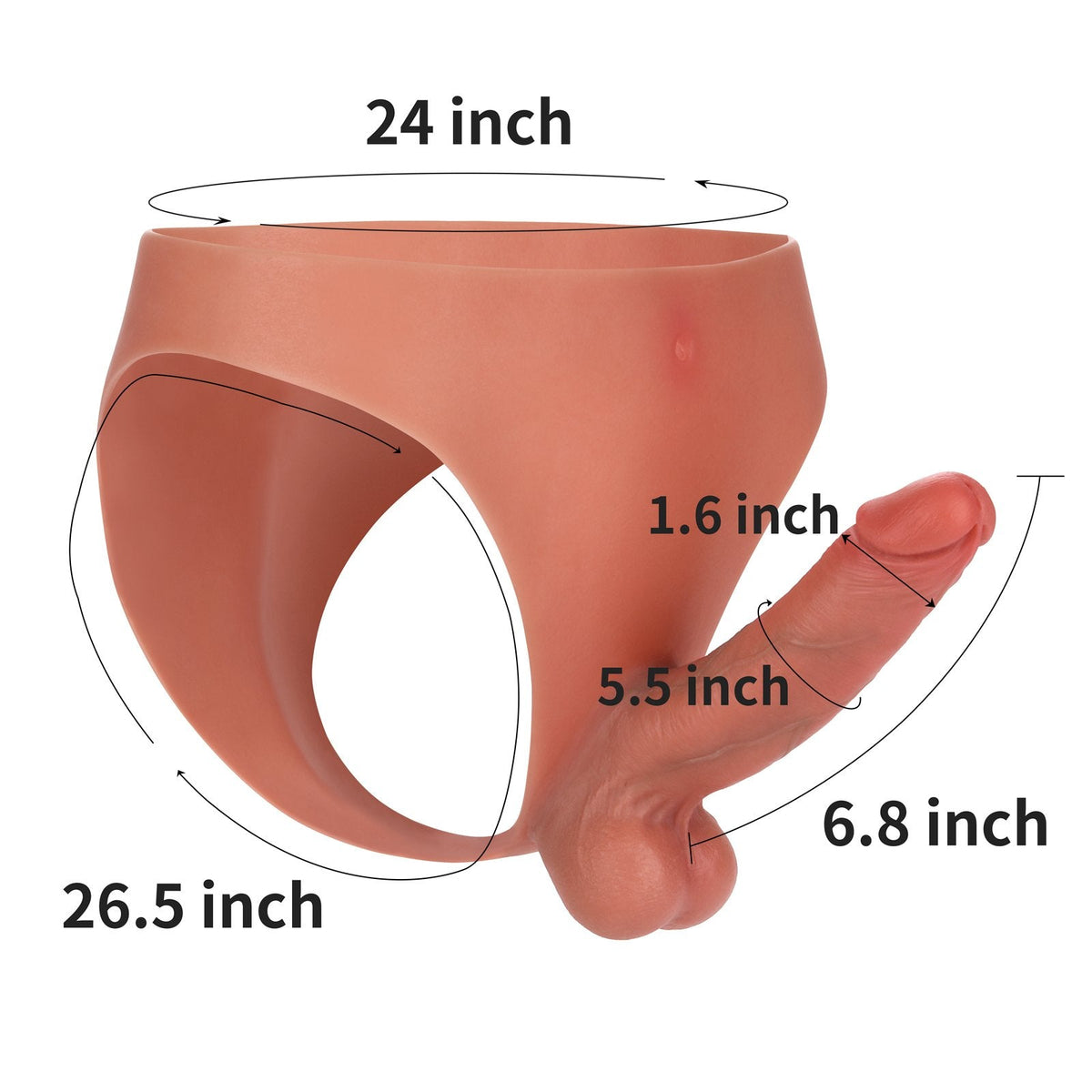 Adriel 6.8 inch Platinum Silicone Strap-On Dildo Slim Wheat