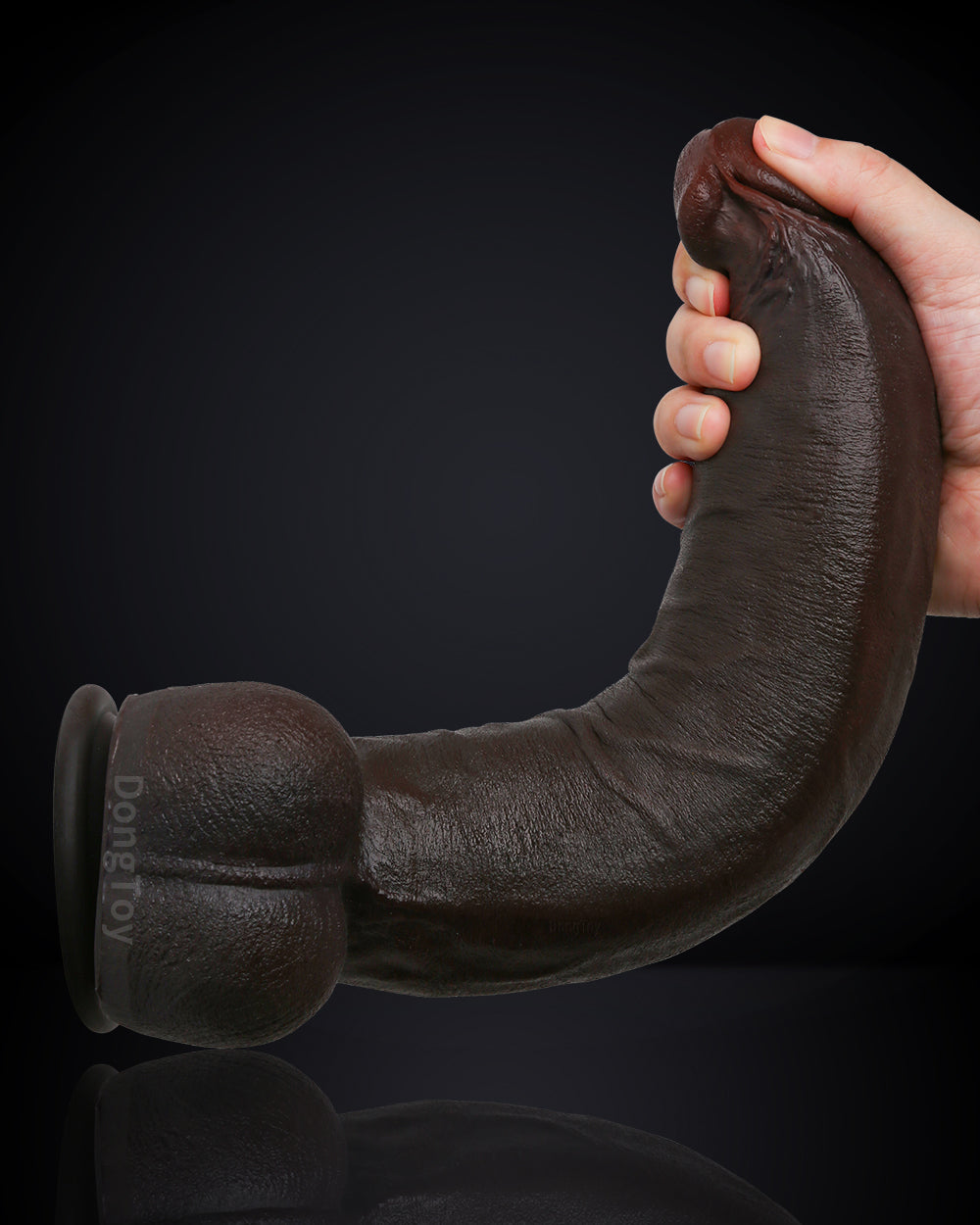 Dredd Dildo BBC Realistic 12 inch Black Real Skin Curved Dildo