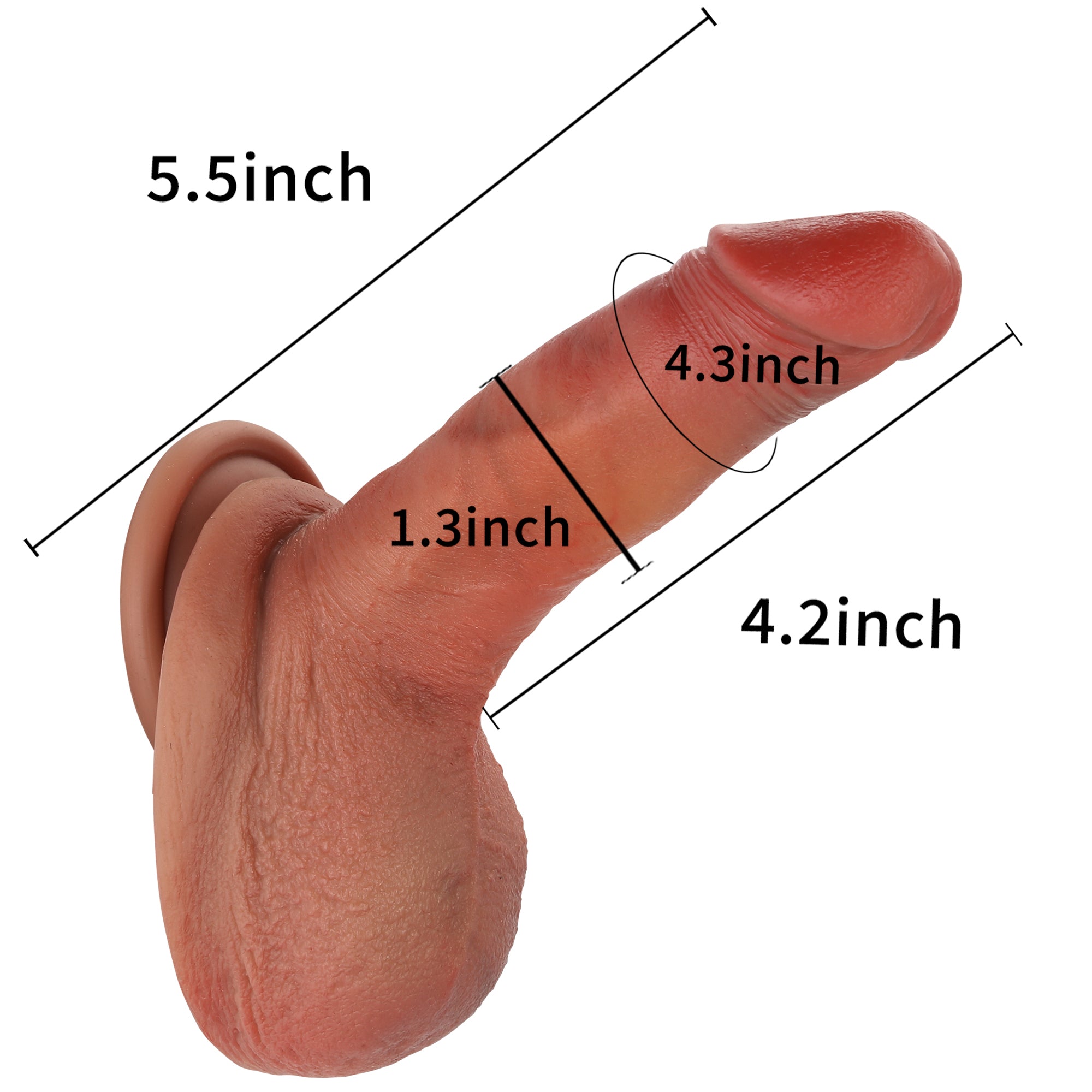 Pocky 5 inch Most Realistic Dildo Brown Skin Realman Dildo