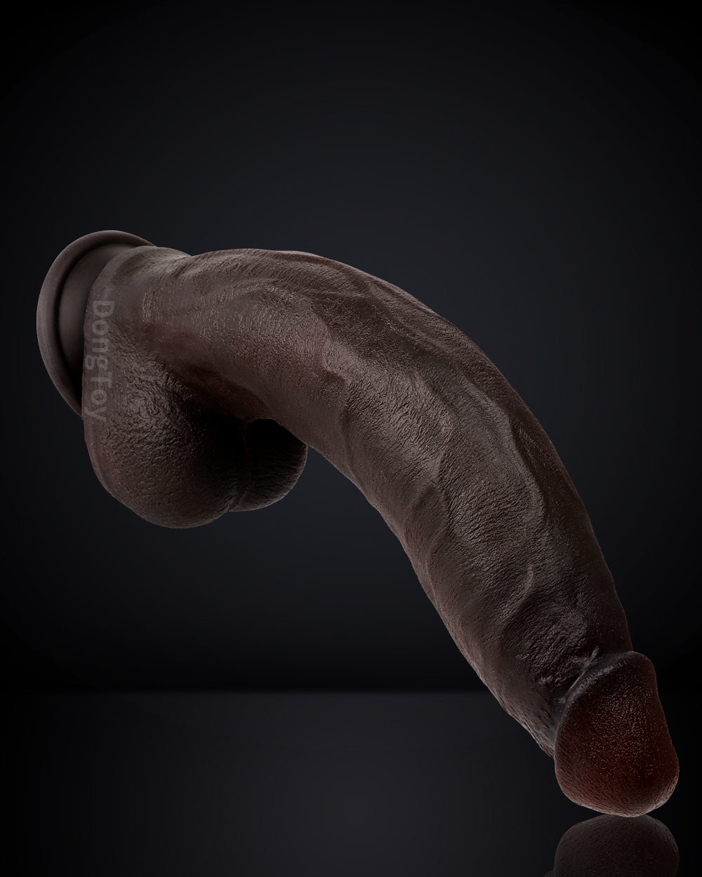 Dredd Dildo BBC Realistic 12 inch Black Real Skin Curved Dildo