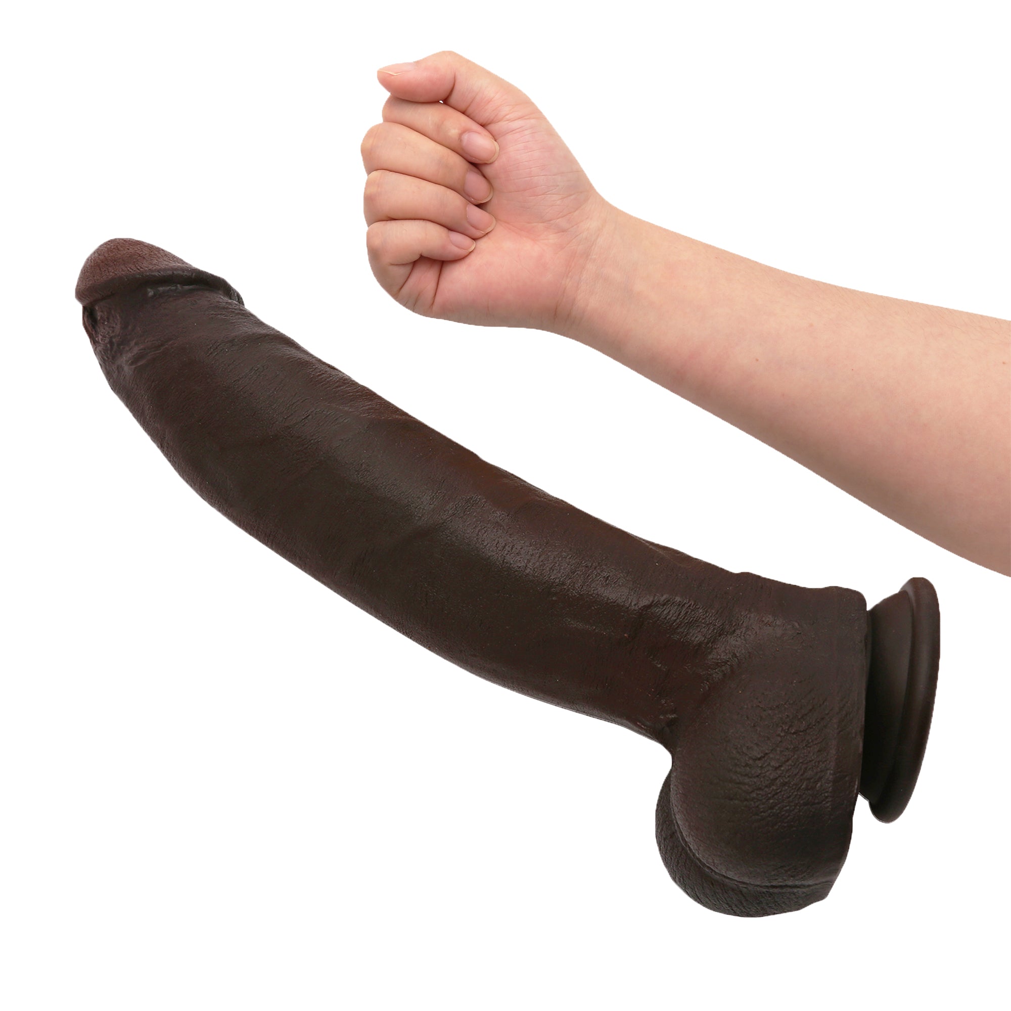 Dredd Dildo BBC Realistic 12 inch Black Real Skin Curved Dildo