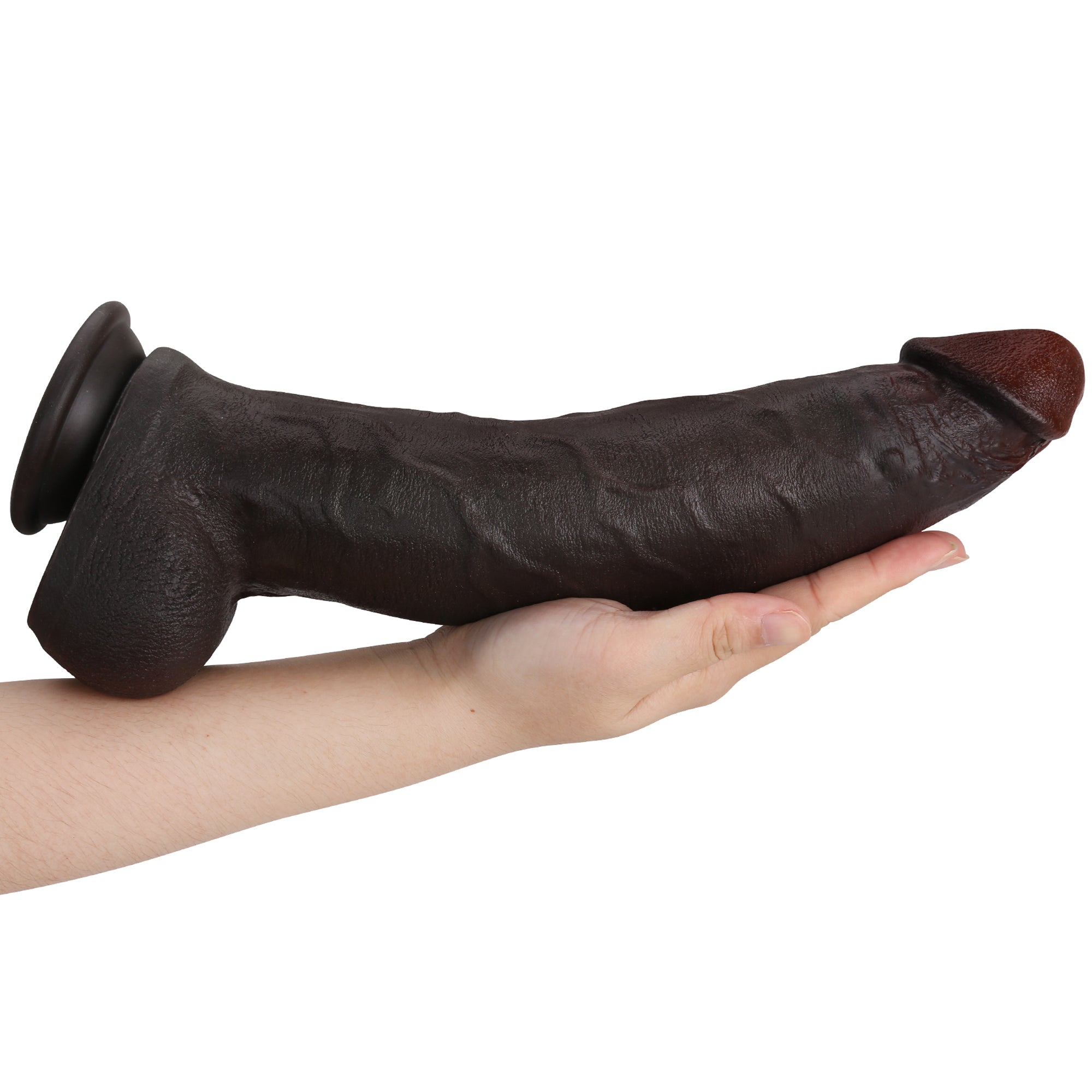Dredd Dildo BBC Realistic 12 inch Black Real Skin Curved Dildo