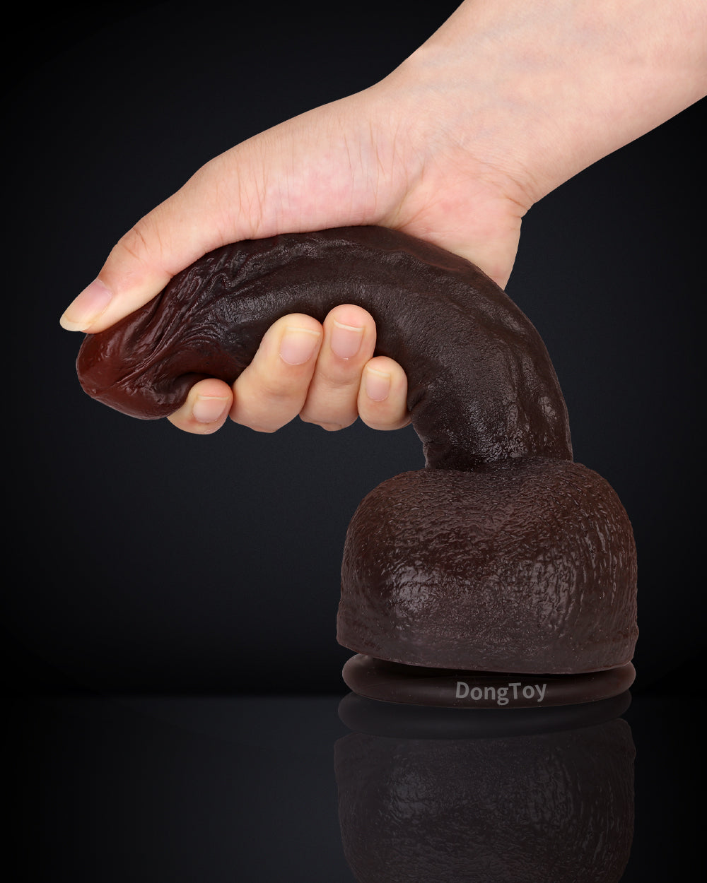 Darius 8 inch Black Realistic Dildo Real Skin Slim Shaft Suction Cup