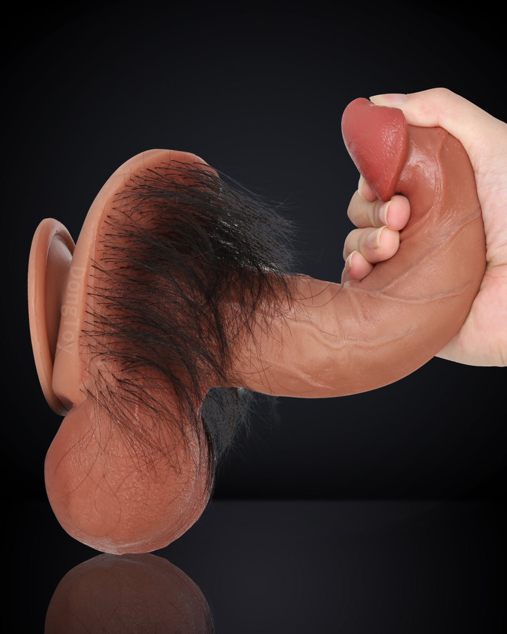 Furry 8 inch Realistic Dildo Real Hairy Dildo With Ball & RealGlan
