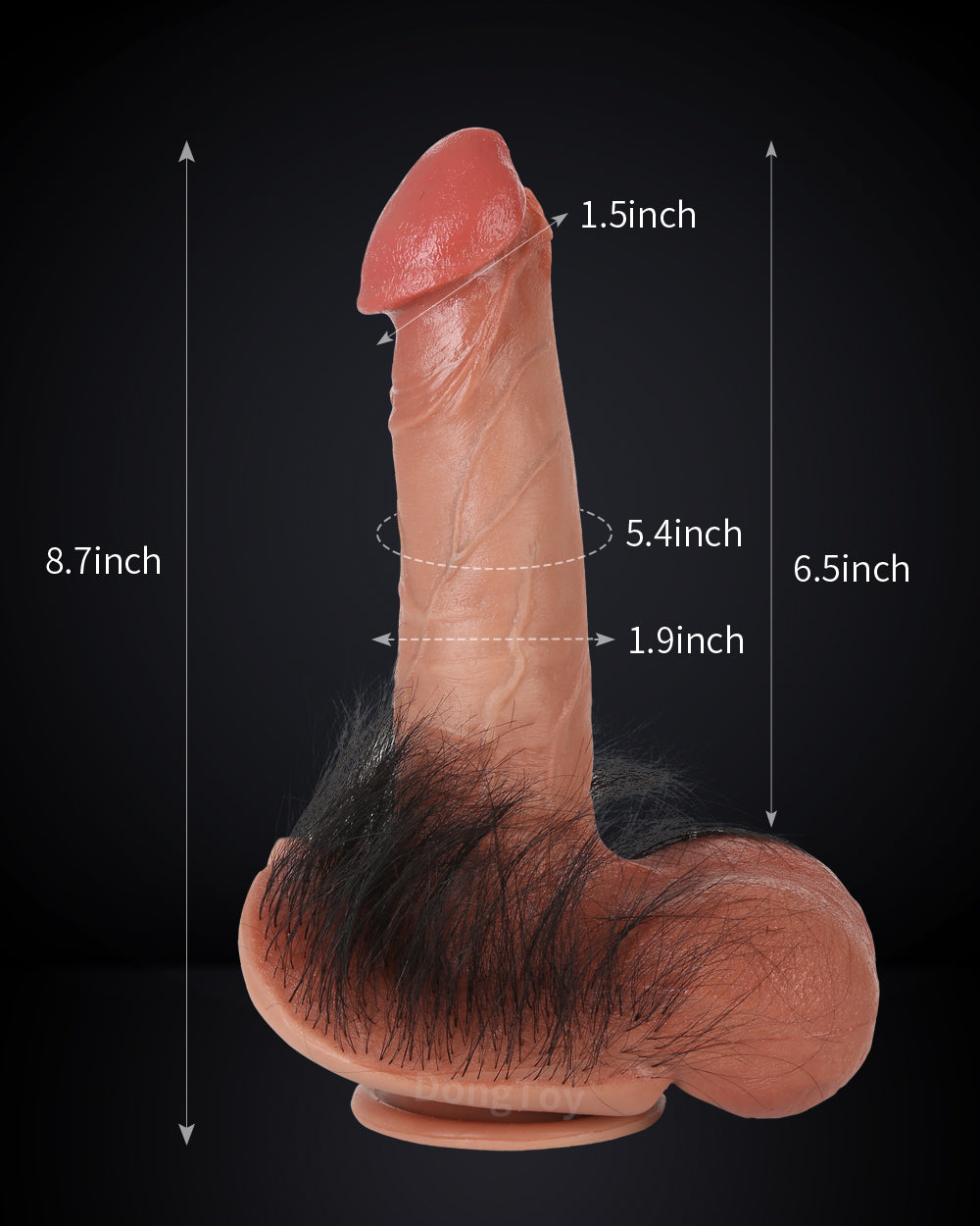 Furry 8 inch Realistic Dildo Real Hairy Dildo With Ball & RealGlan