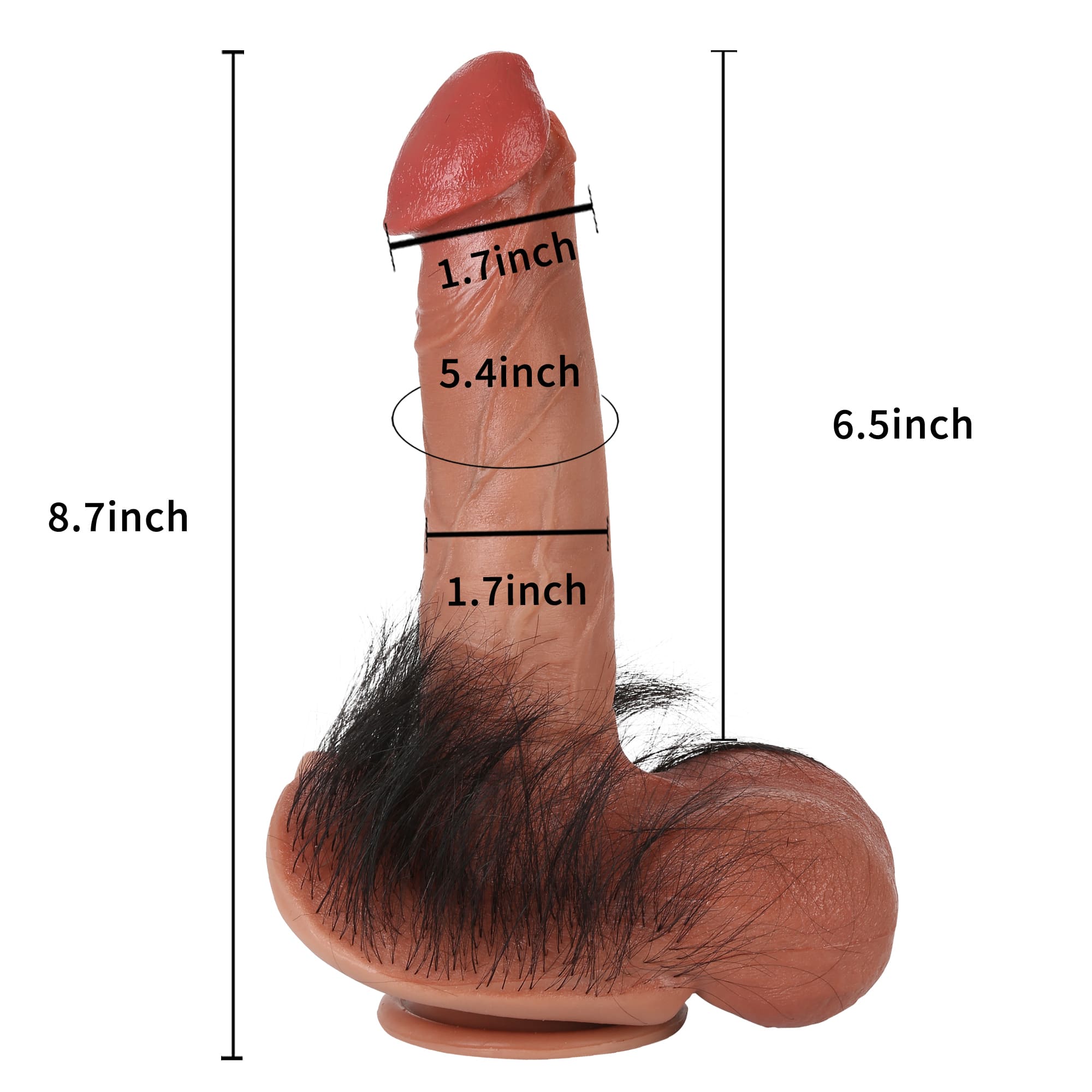 Furry 8 inch Realistic Dildo Real Hairy Dildo With Ball & RealGlan