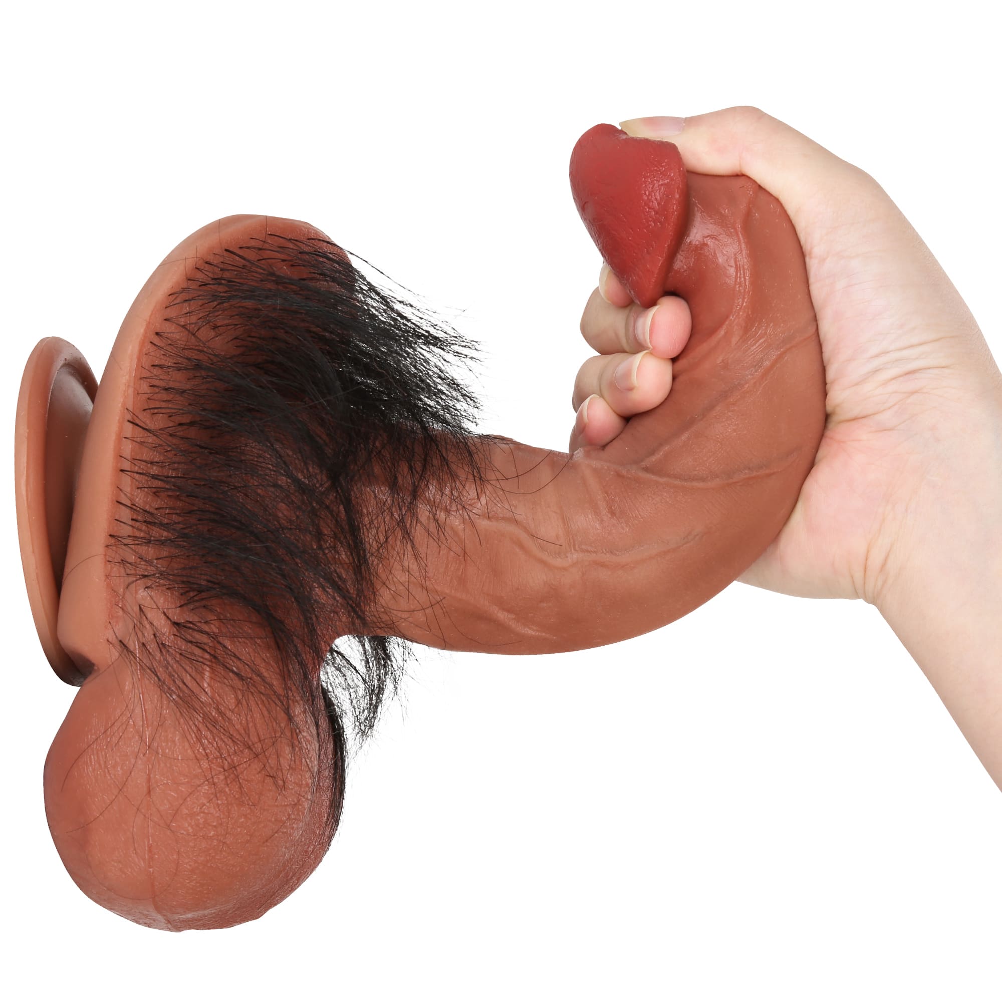 Furry 8 inch Realistic Dildo Real Hairy Dildo With Ball & RealGlan