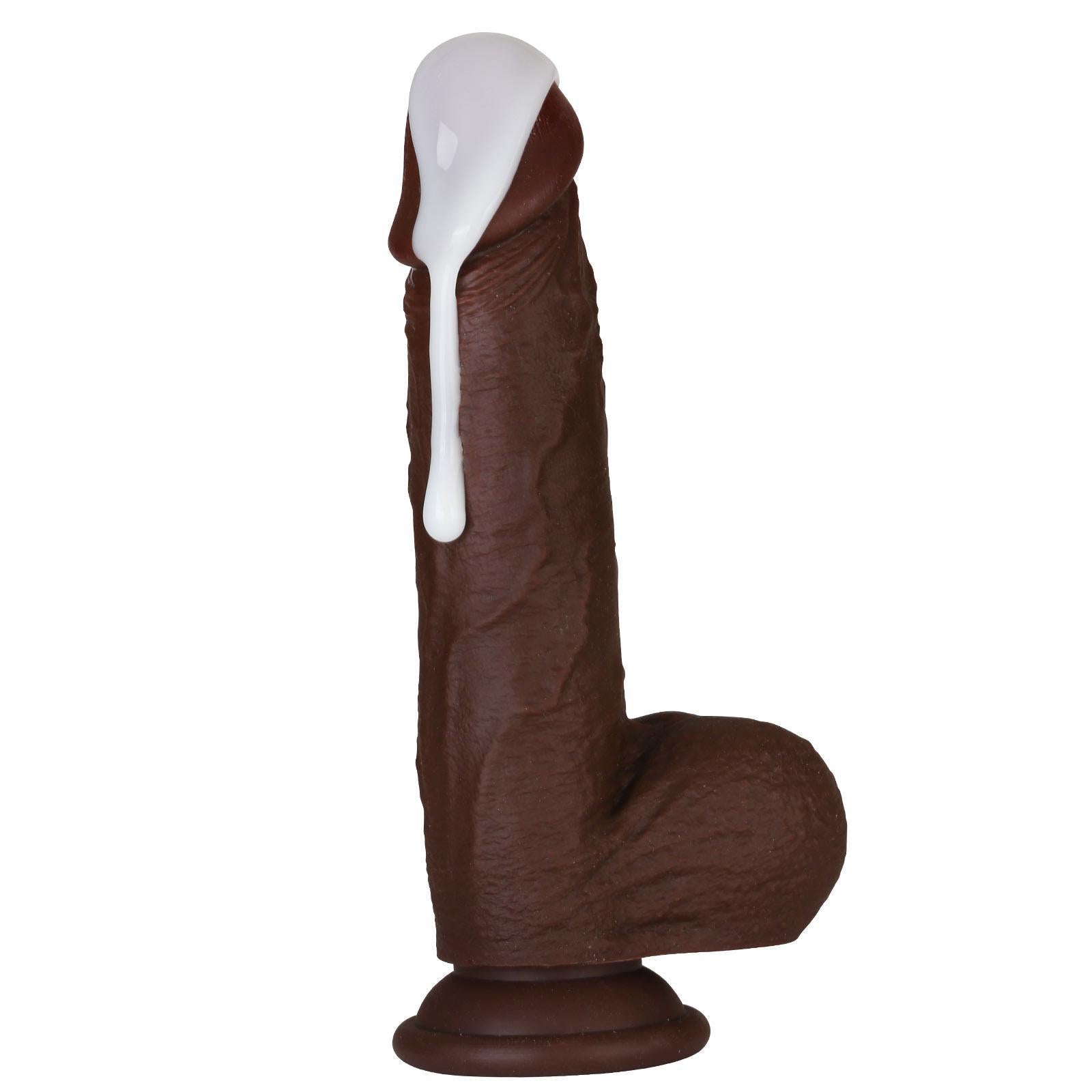 Juicy 7 inch Squirting Dildo Cumming Ejaculating Black Dildo Sliding Skin