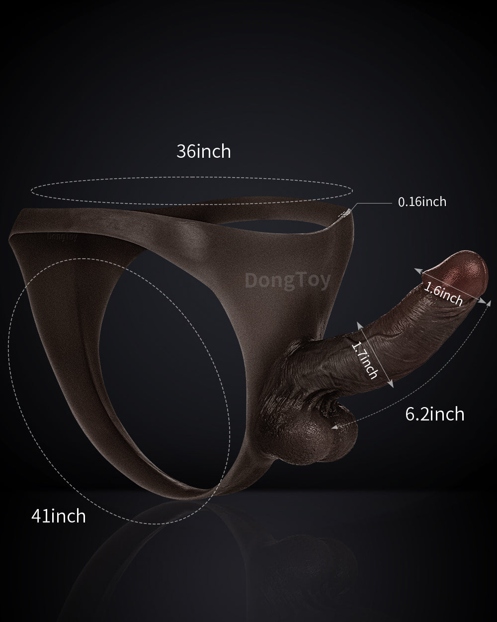 Kendon 6.2 Inches Wearable Silicone Strap-On dildo with Curved Internal Black