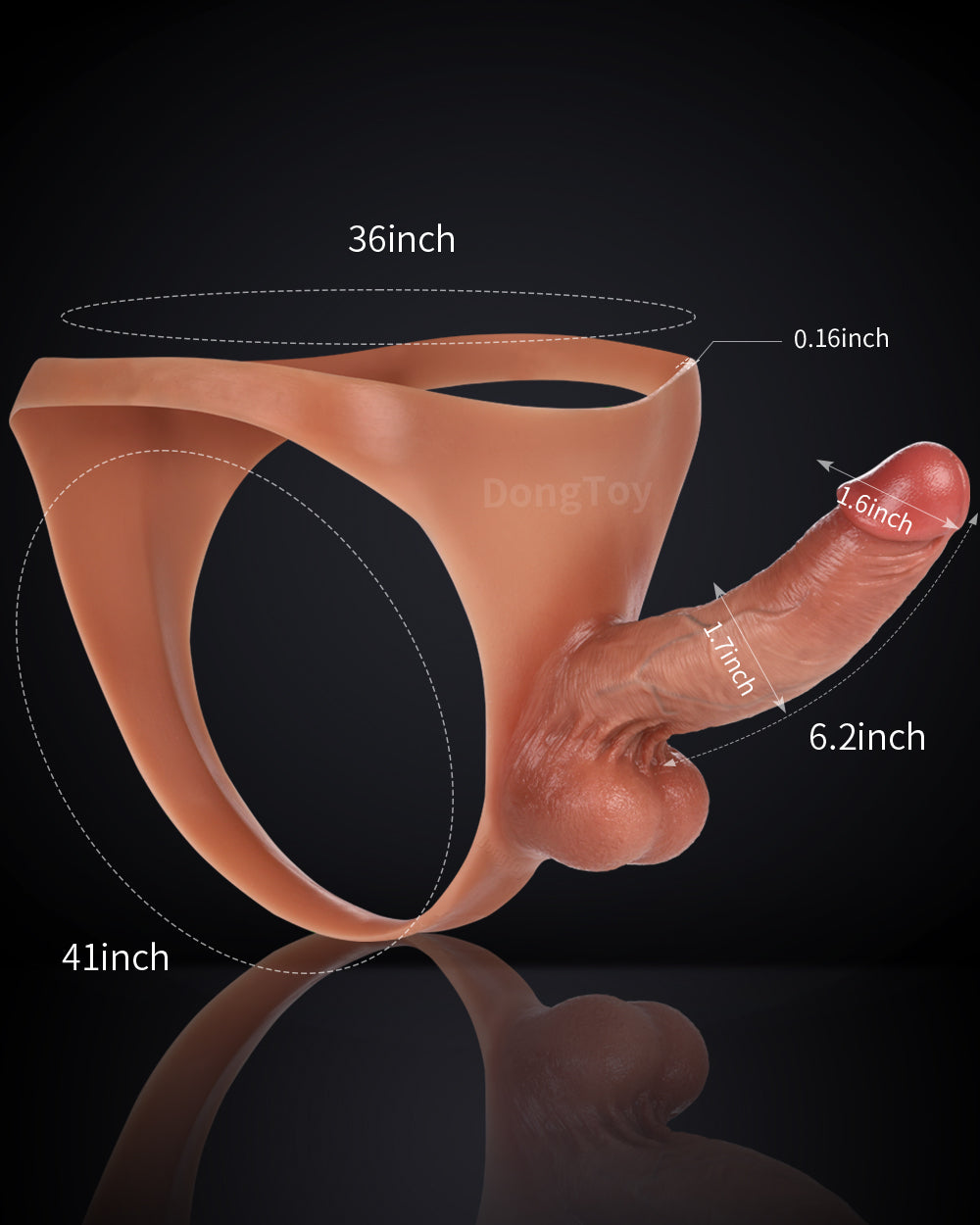 Kendon 6 in Strap On Dildo Strapless Wearable Solid Realistic Dildo Brown