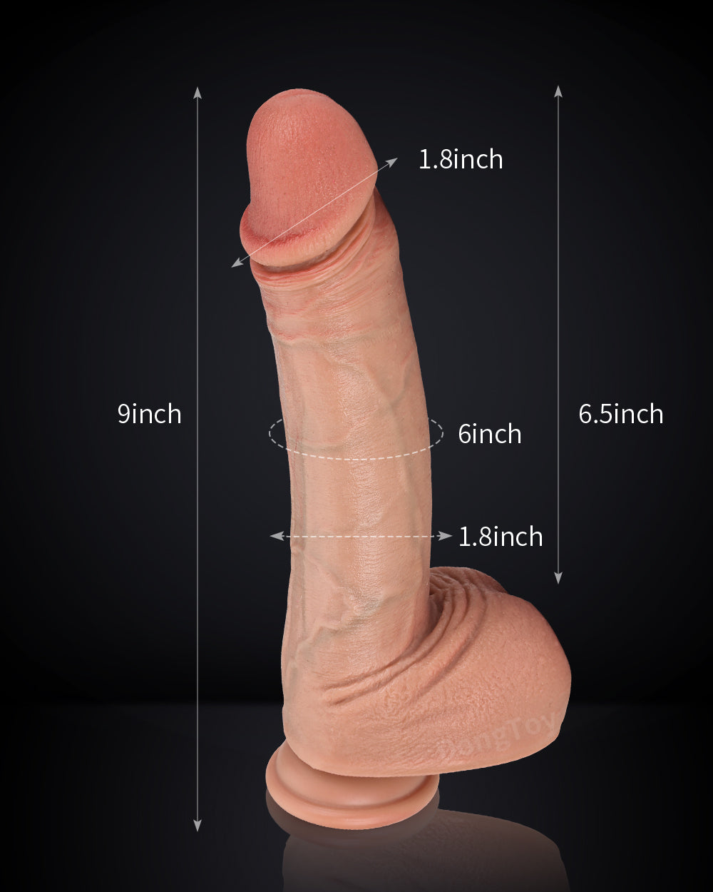 Mr J 9 inch Realistic Dildo Real Skin Lifelike Huge Real Glan Dildo