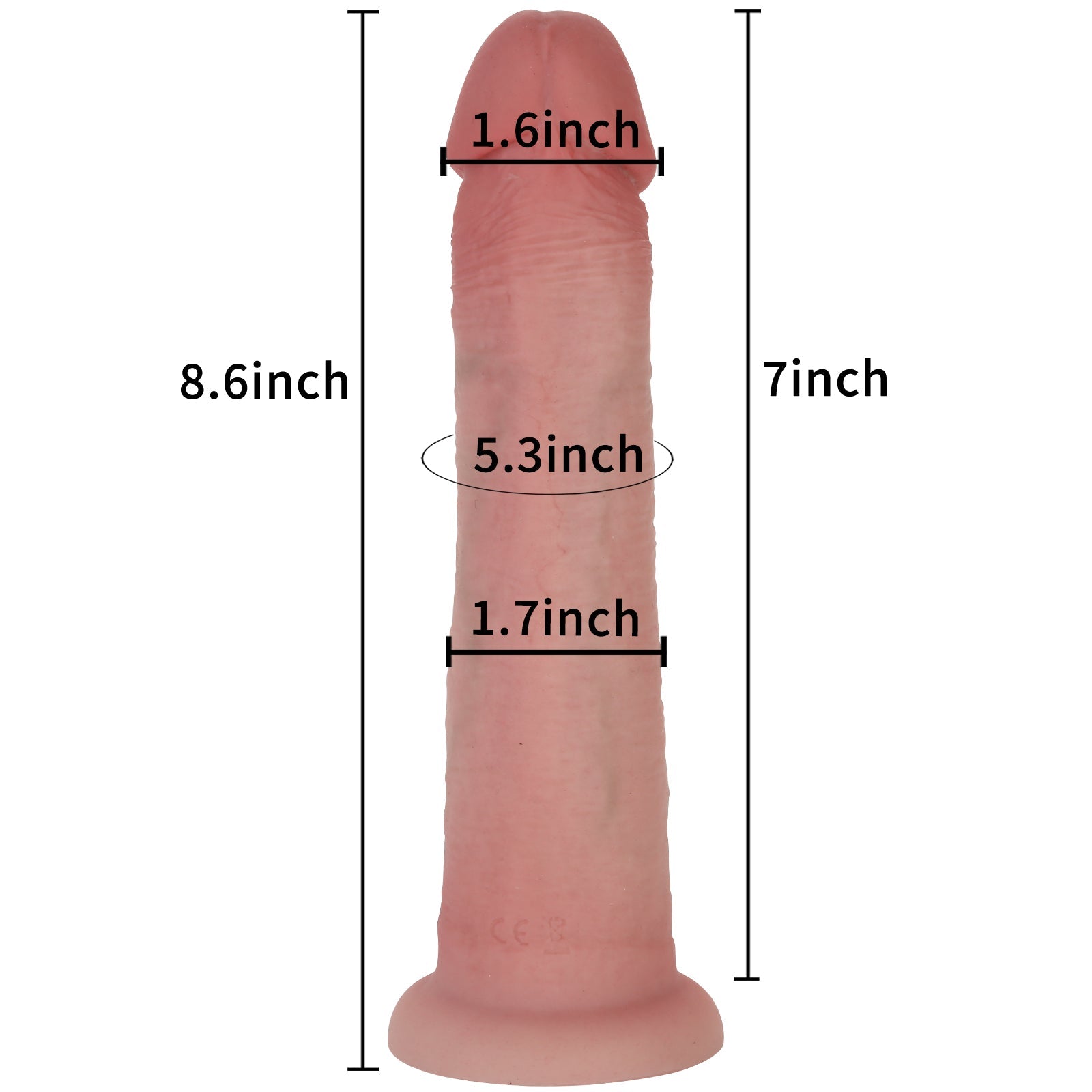 Mushroom 8 Inch Thrusting Vibrating Dildo Large Glans & No Balls