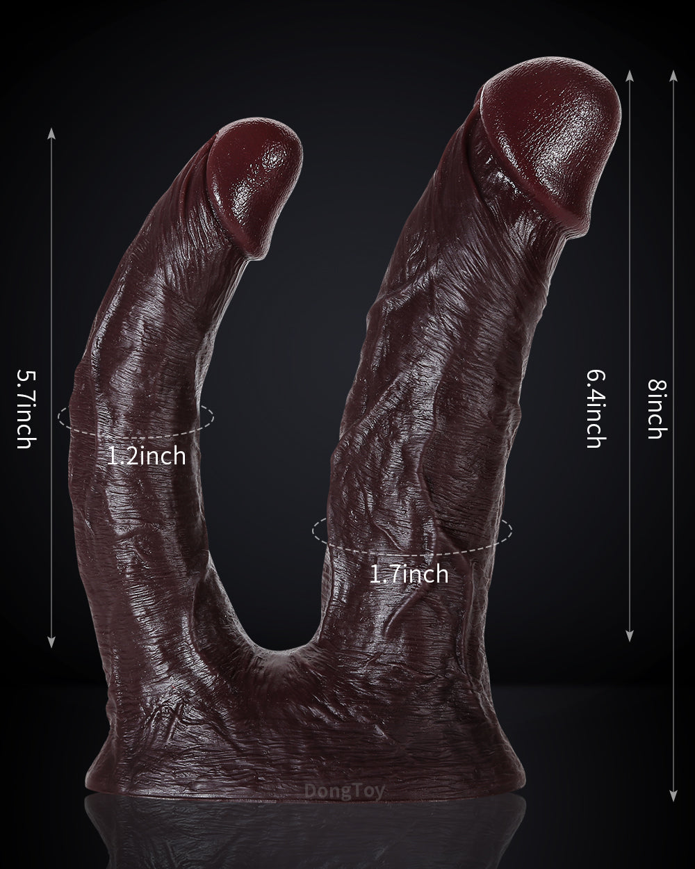 Noah 8 inch Big Double Penetration Dildo 6.4 & 5. 7 Insertable Length