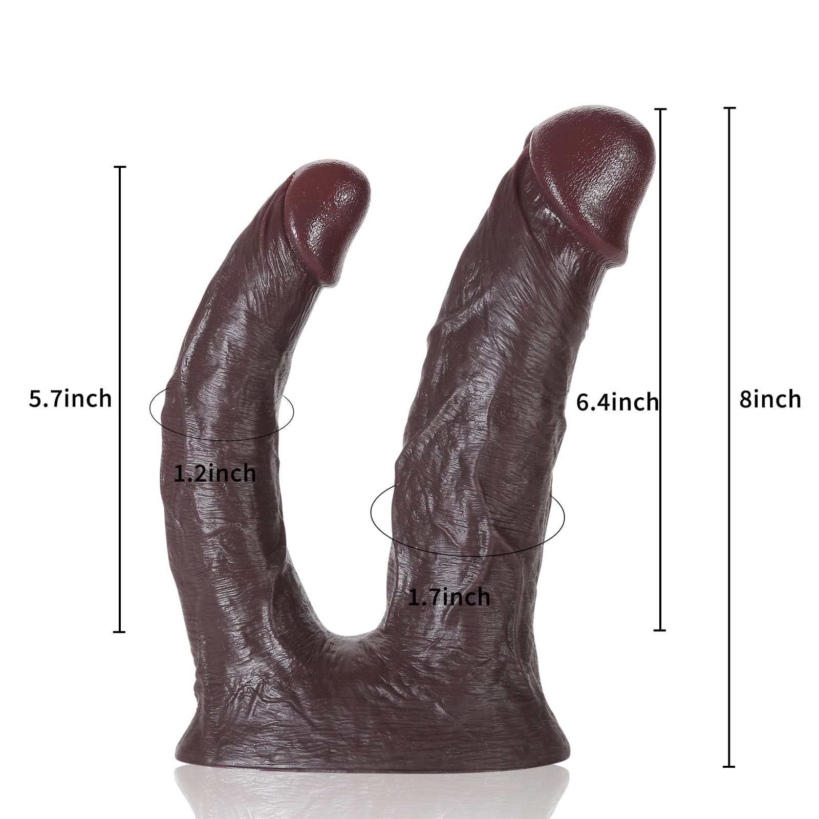 Noah 8 inch Big Double Penetration Dildo 6.4 & 5. 7 Insertable Length
