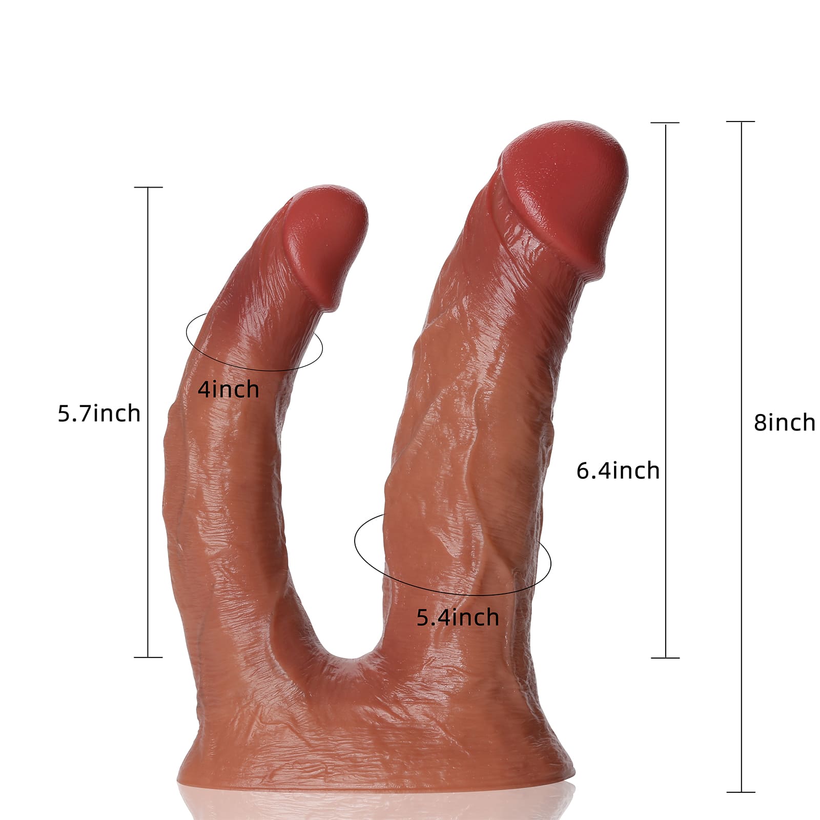 Noah 8 inch Big Double Penetration Dildo 6.4 & 5. 7 Insertable Length