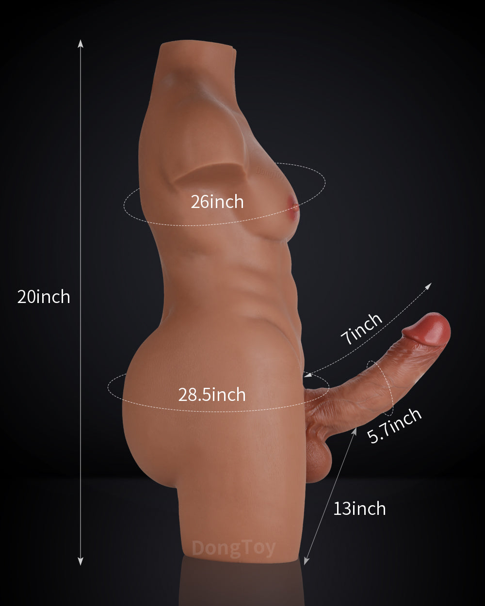DONGTOY Tom 28lb With James 7 inch Realistic Torso Dildo (Brown)