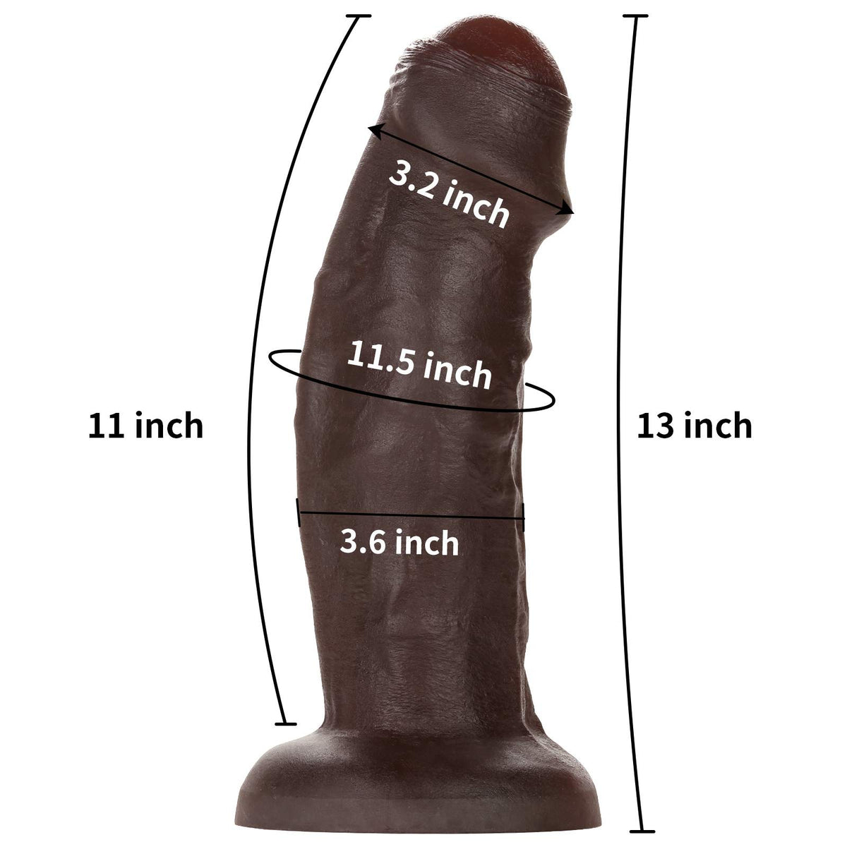 Titan 13 inch Ultra Huge Black XL Dildo Extreme Girth Suction Cup