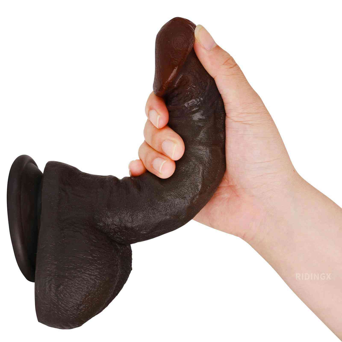 Darius 8 inch Black Realistic Dildo Real Skin Slim Shaft Suction Cup