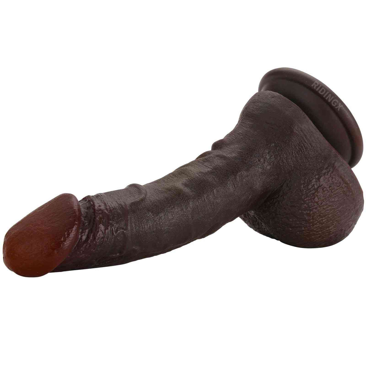 Darius 8 inch Black Realistic Dildo Real Skin Slim Shaft Suction Cup