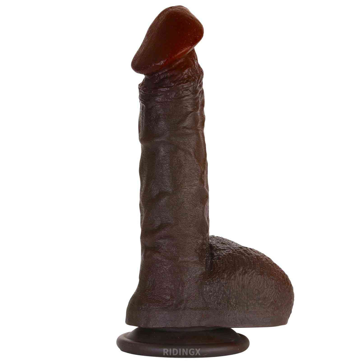 Darius 8 inch Black Realistic Dildo Real Skin Slim Shaft Suction Cup