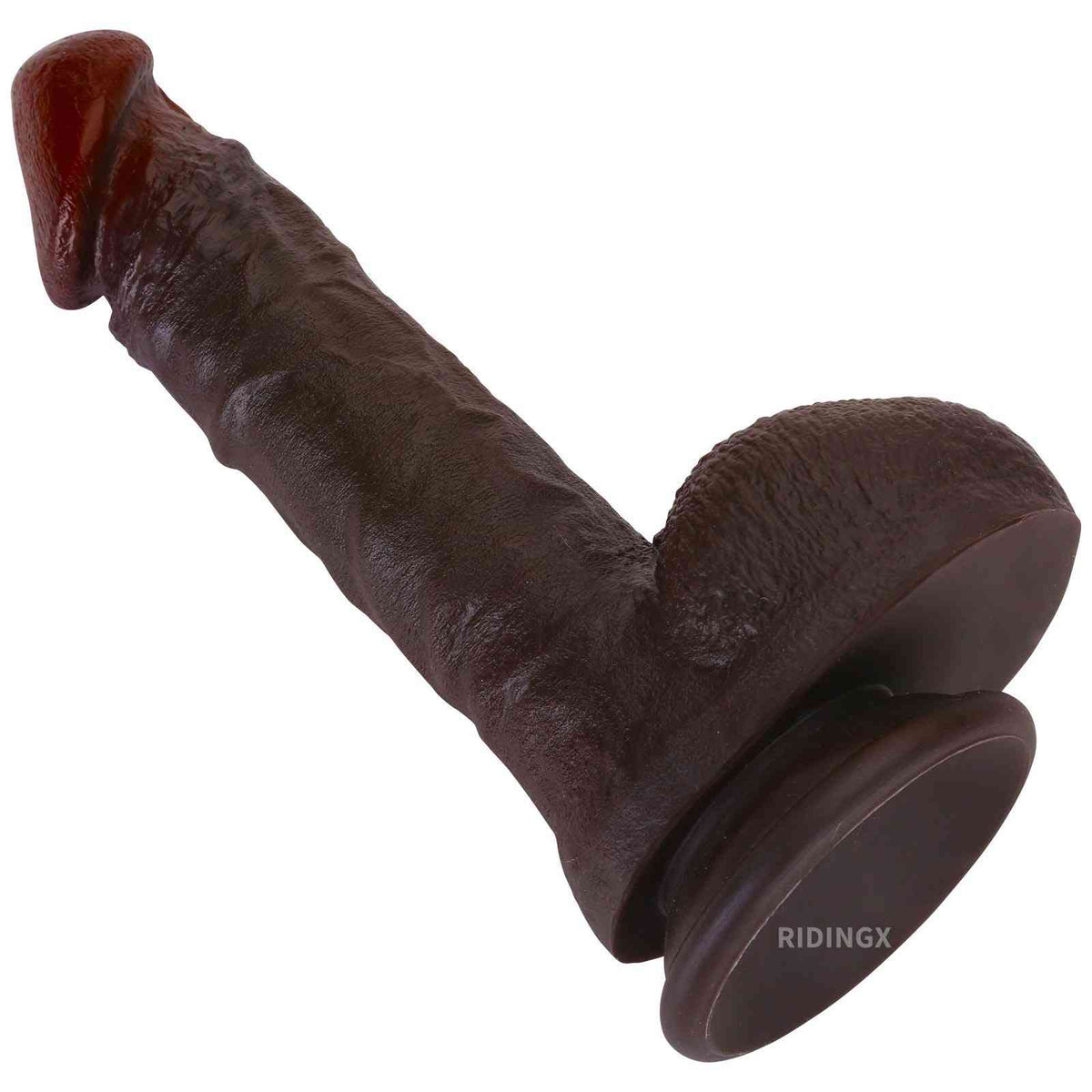 Darius 8 inch Black Realistic Dildo Real Skin Slim Shaft Suction Cup