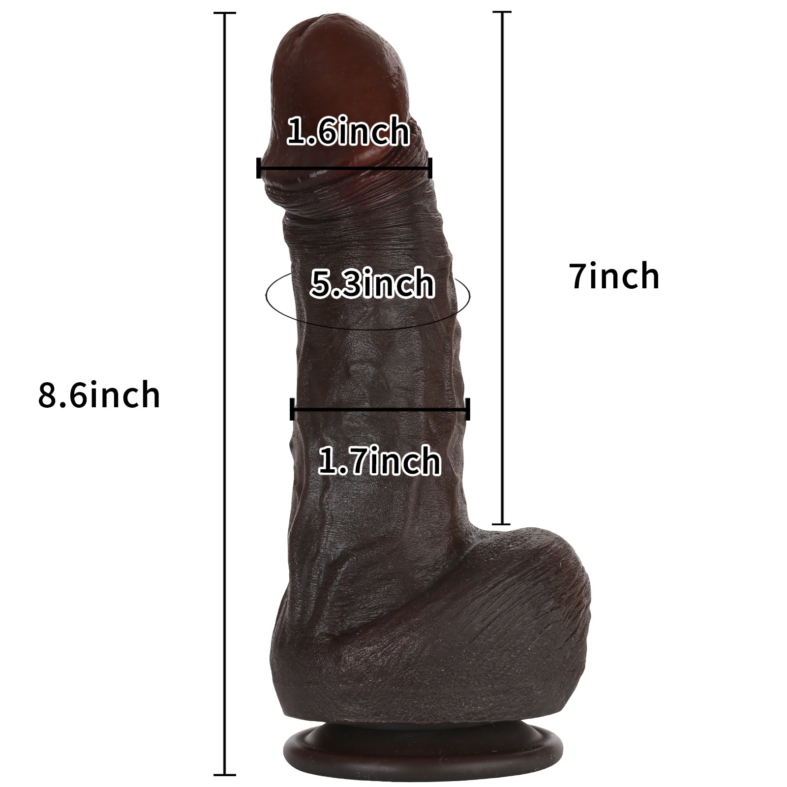 Hayes 8 inch Ultra Realistic Balck Dildo Real Soft Skin BBC Dildo