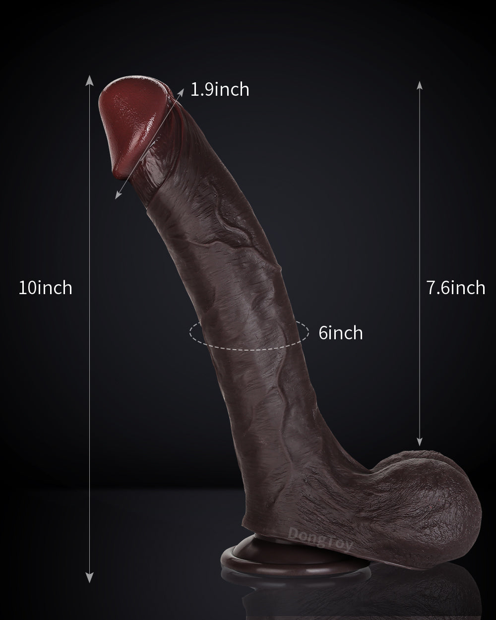 Knight 10 inch Real Feel Ball Super Realistic Glan Black Dildo