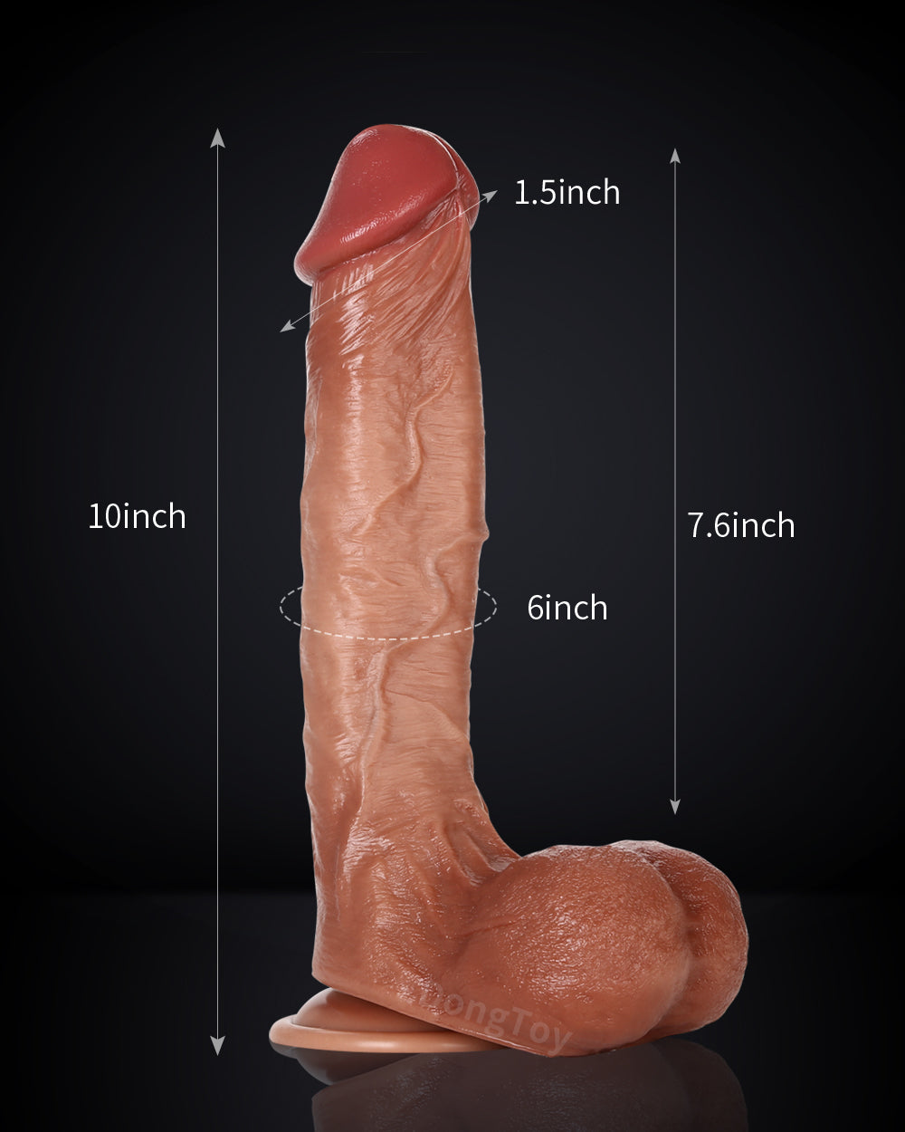 Knight 10 inch Real Feel Ball Realistic Dildo & Realistic Glan Real Ball