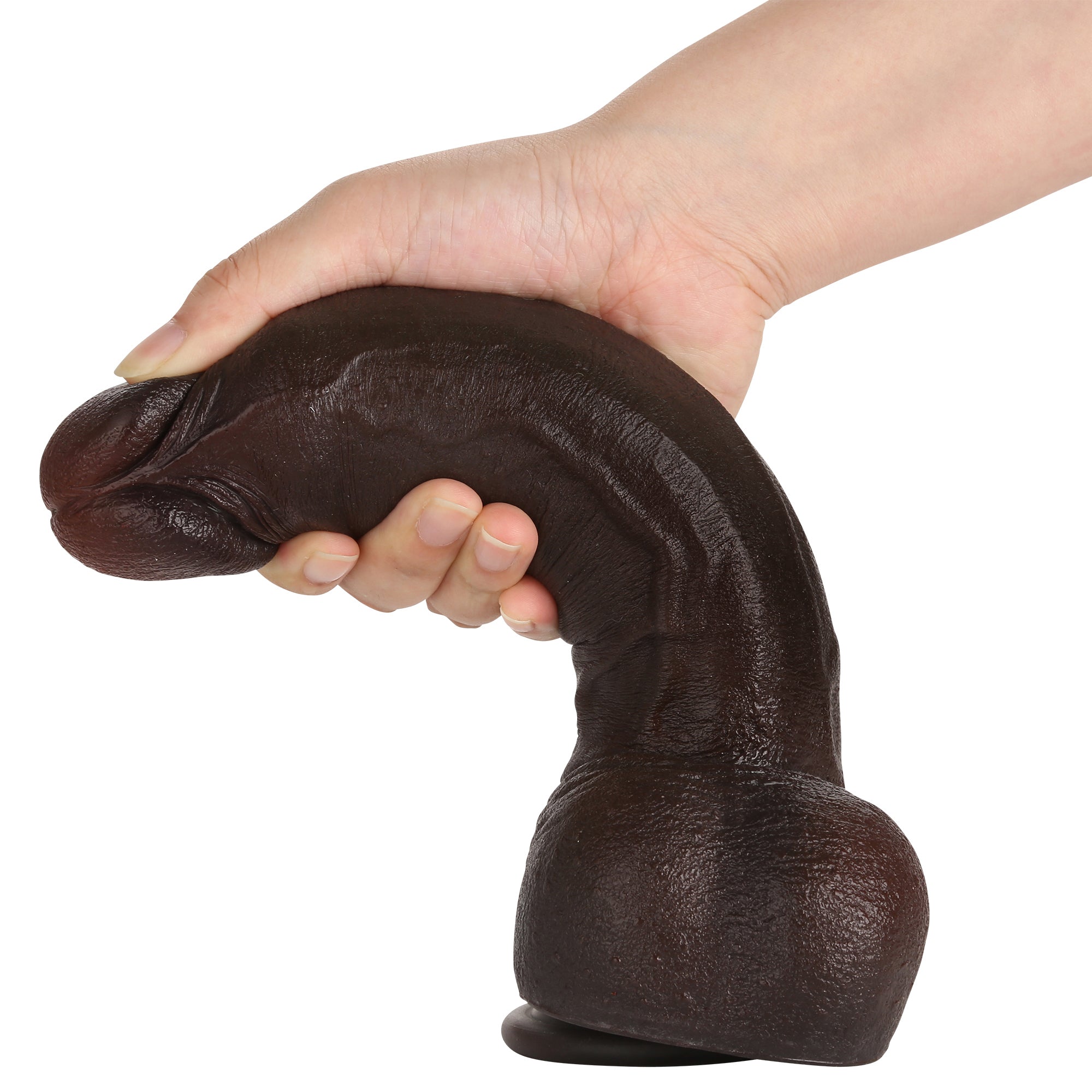 MrJ 9 inch BBC Realistic Dildo Super Real Skin Black Dildo